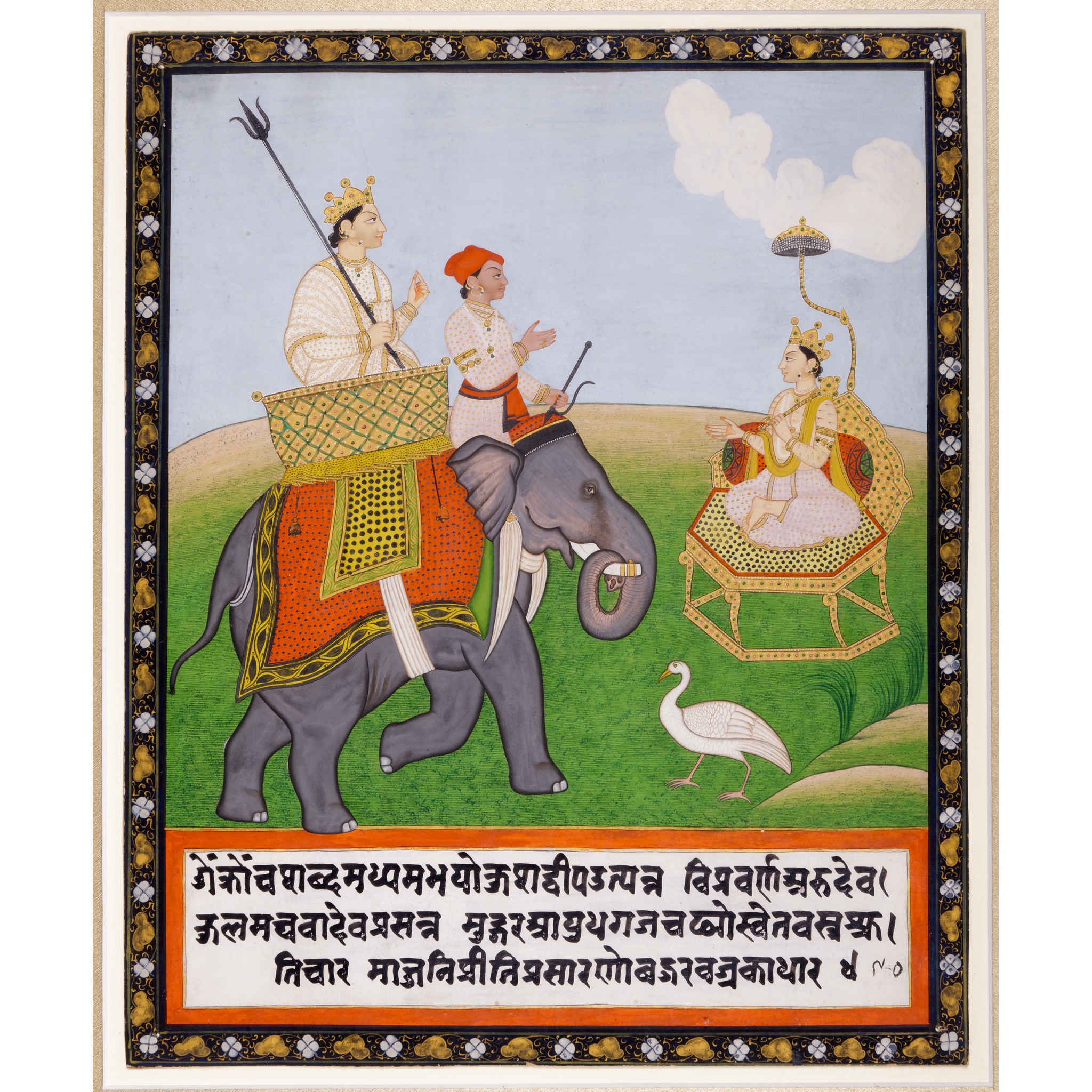 INDRA RIDING HIS ELEPHANT, RECEIVED BY BALARAMA ENTHRONED
