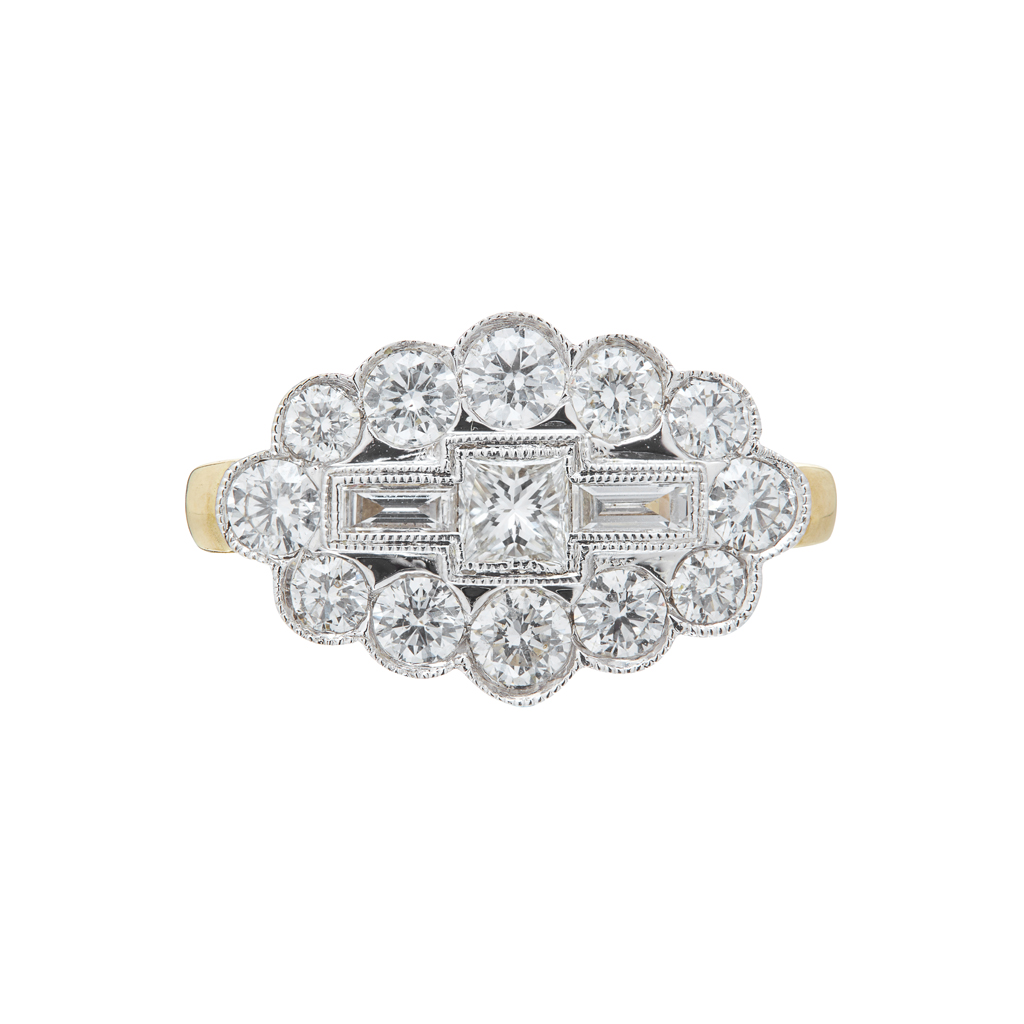 A diamond set cluster ring