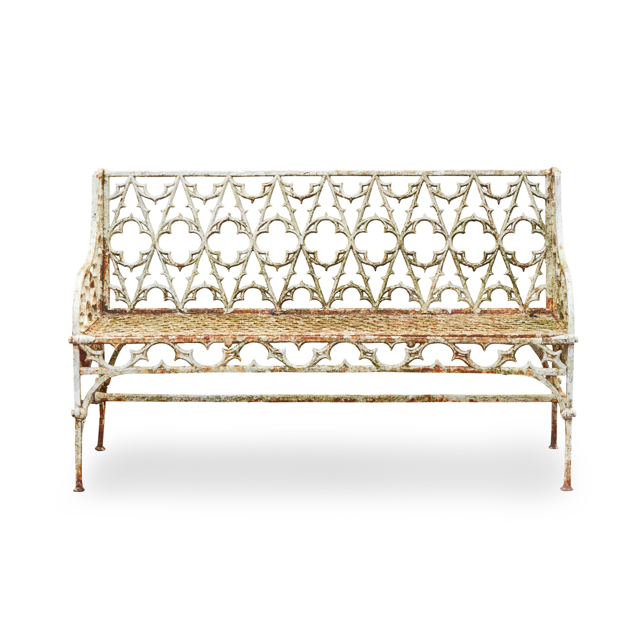 FRENCH GOTHIC REVIVAL CAST-IRON GARDEN BENCH, AFTER A DESIGN BY THE VAL D'OSNE FOUNDRY