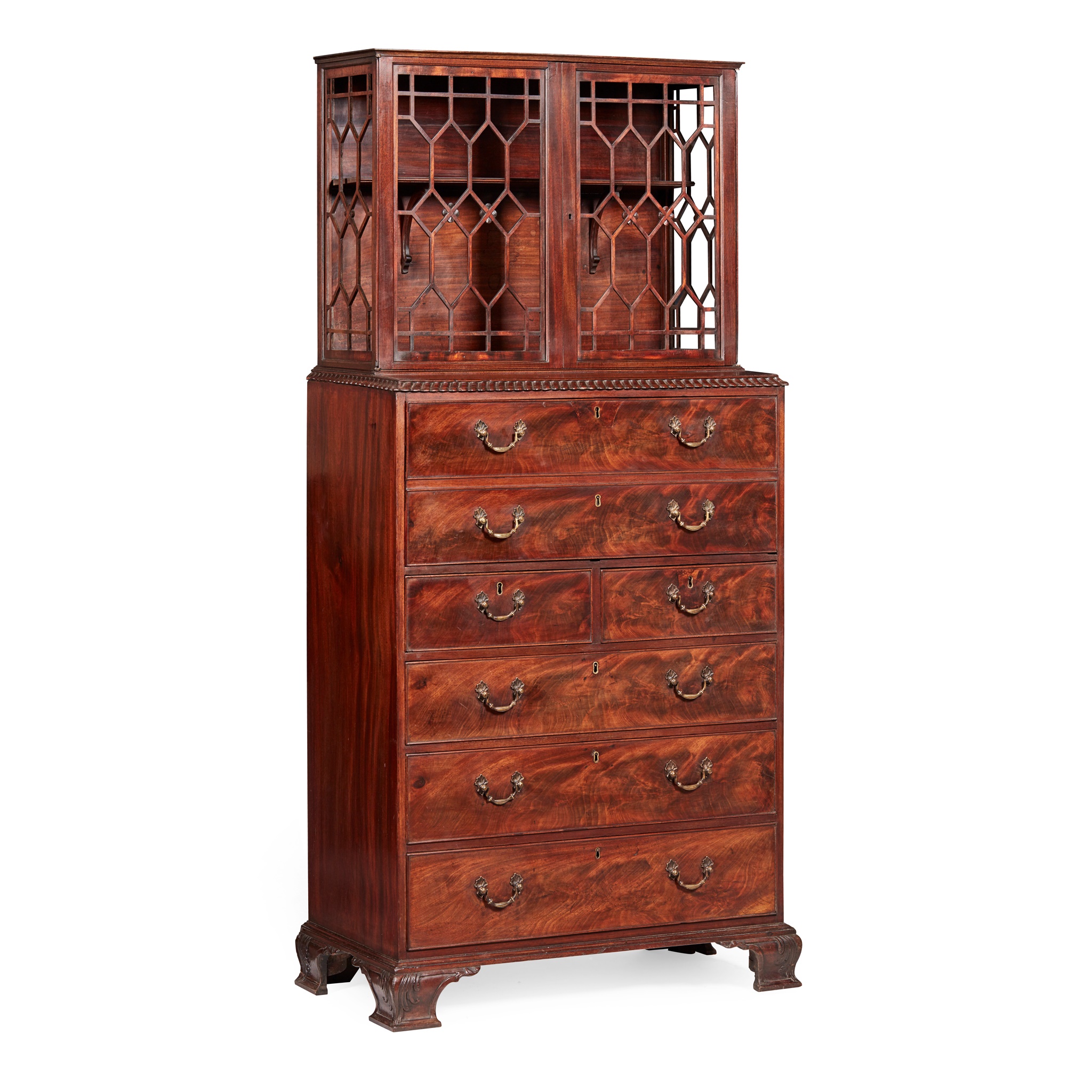 FINE GEORGE III MAHOGANY SECRETAIRE CABINET