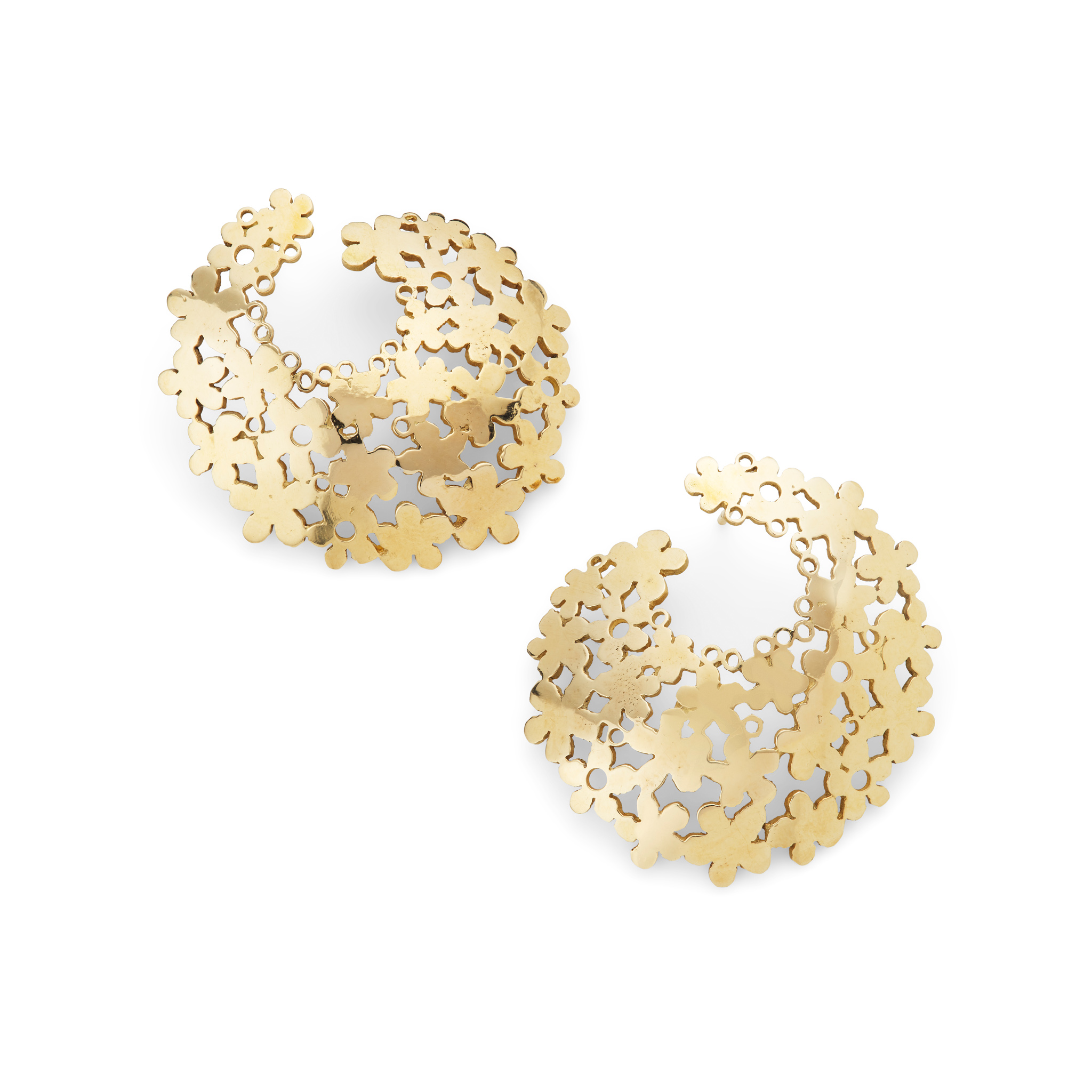 A pair of gold floral earrings, 2000