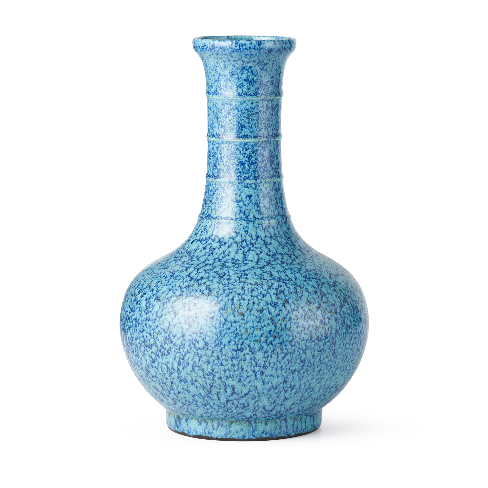 ROBIN'S-EGG-GLAZED RIBBED VASE