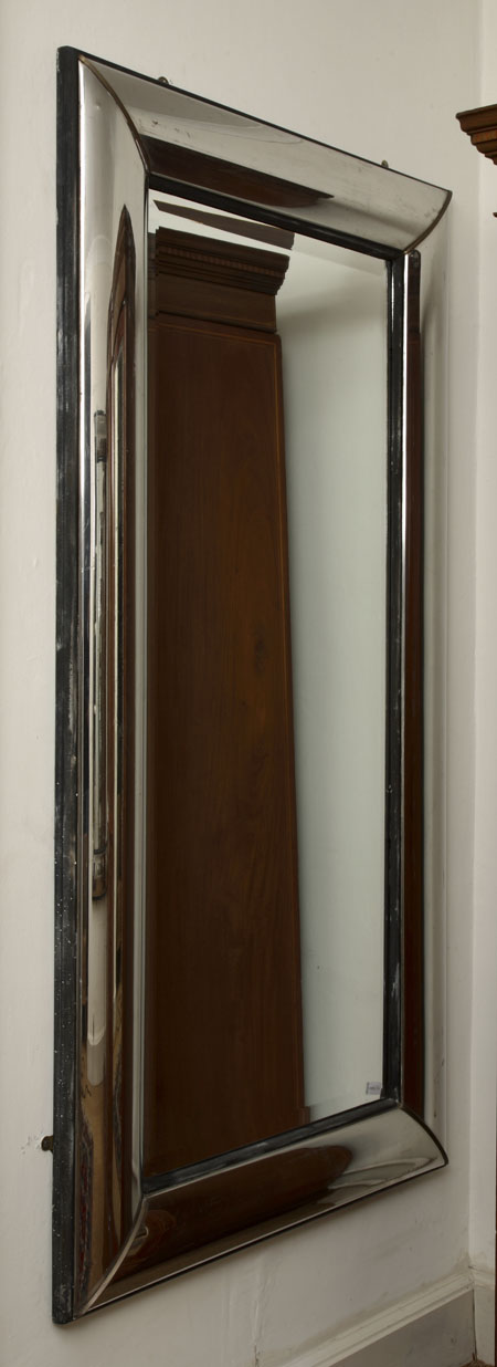 An Art Deco chrome framed mirror