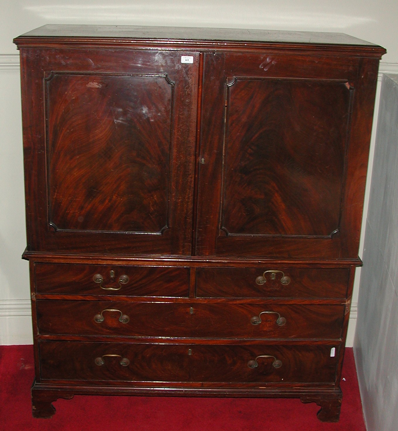 A mahogany linen press,