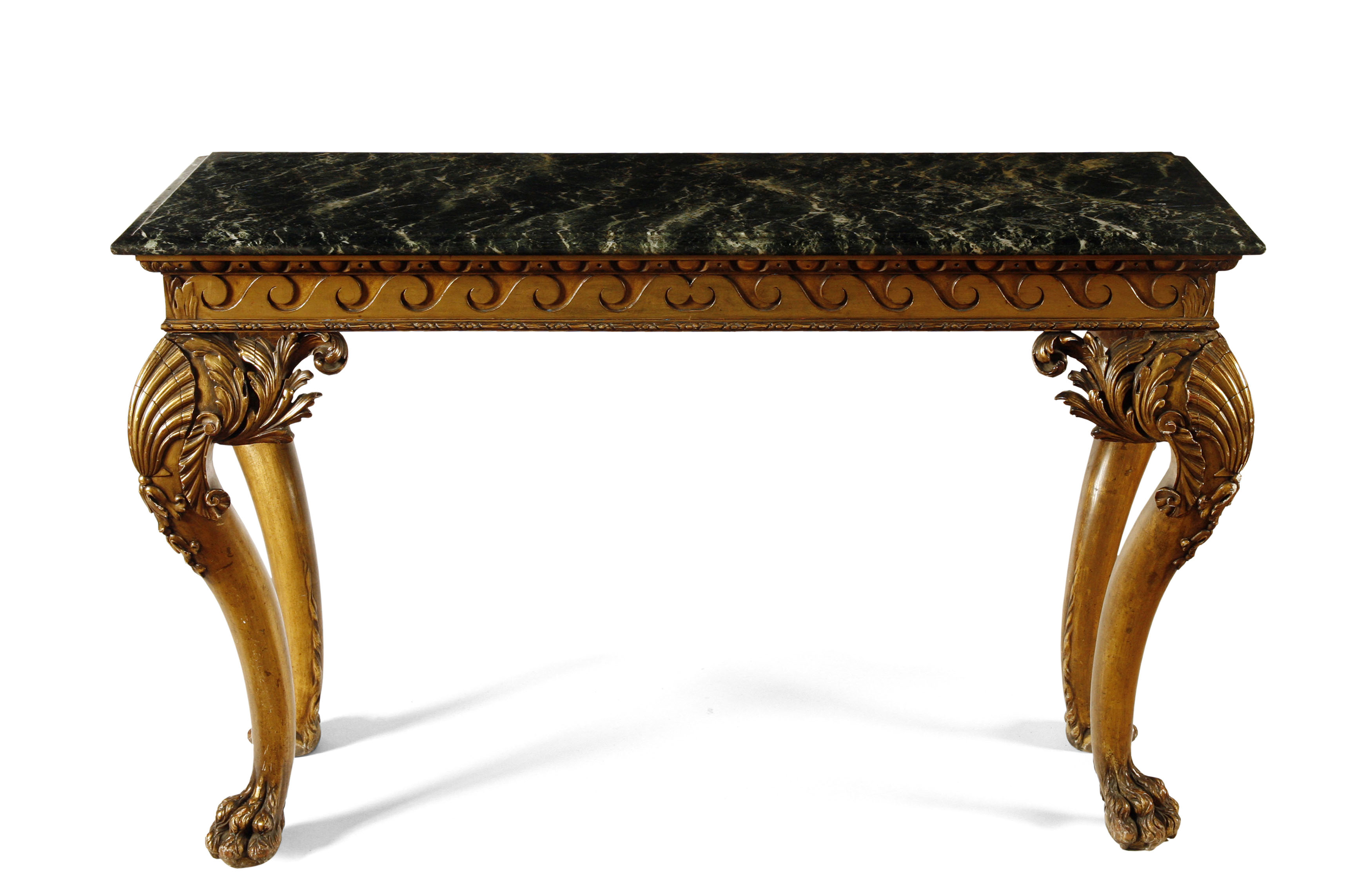 GEORGE II STYLE GILTWOOD AND MARBLE TOP SIDE TABLE