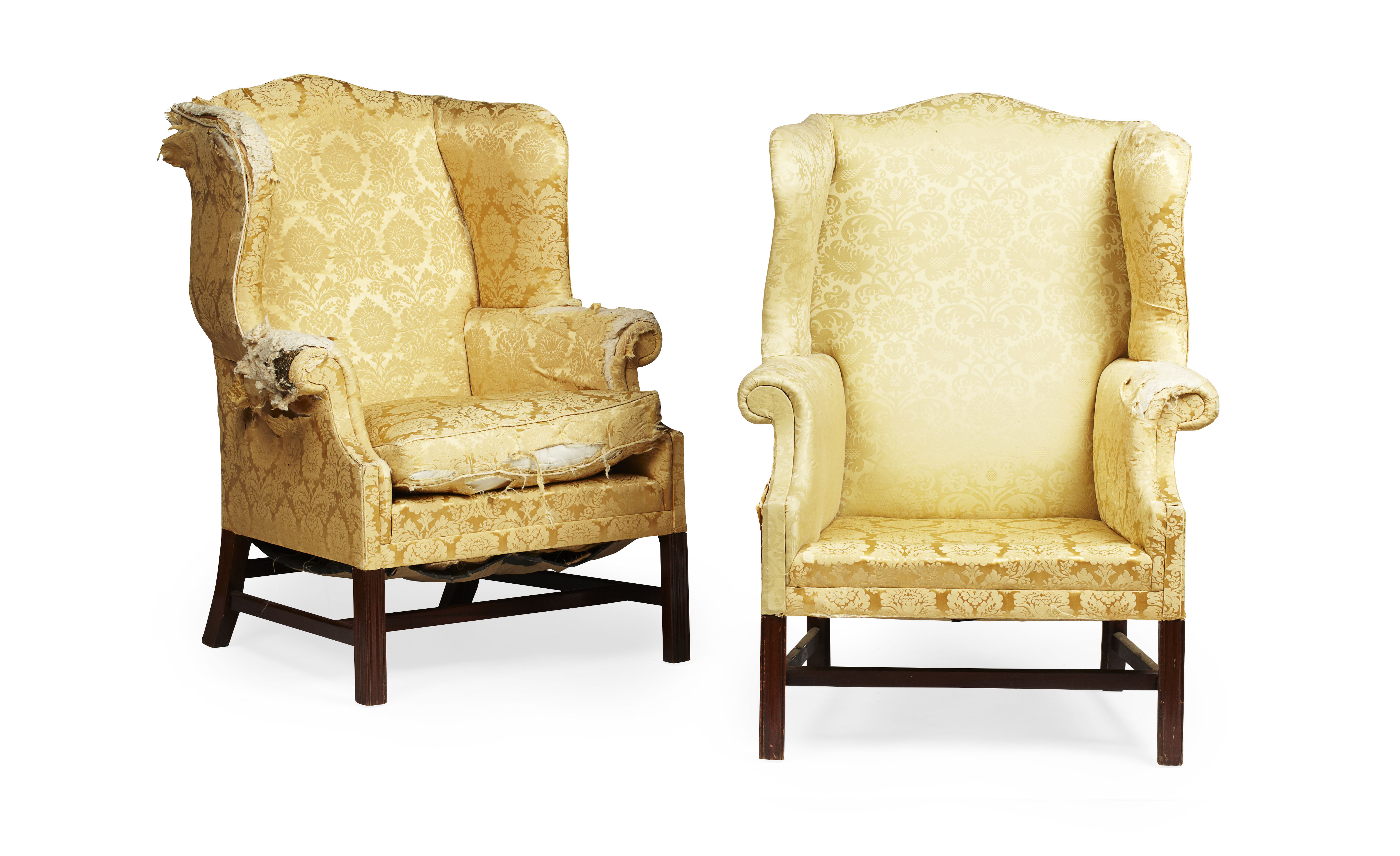 PAIR OF GEORGE III STYLE WING ARMCHAIRS