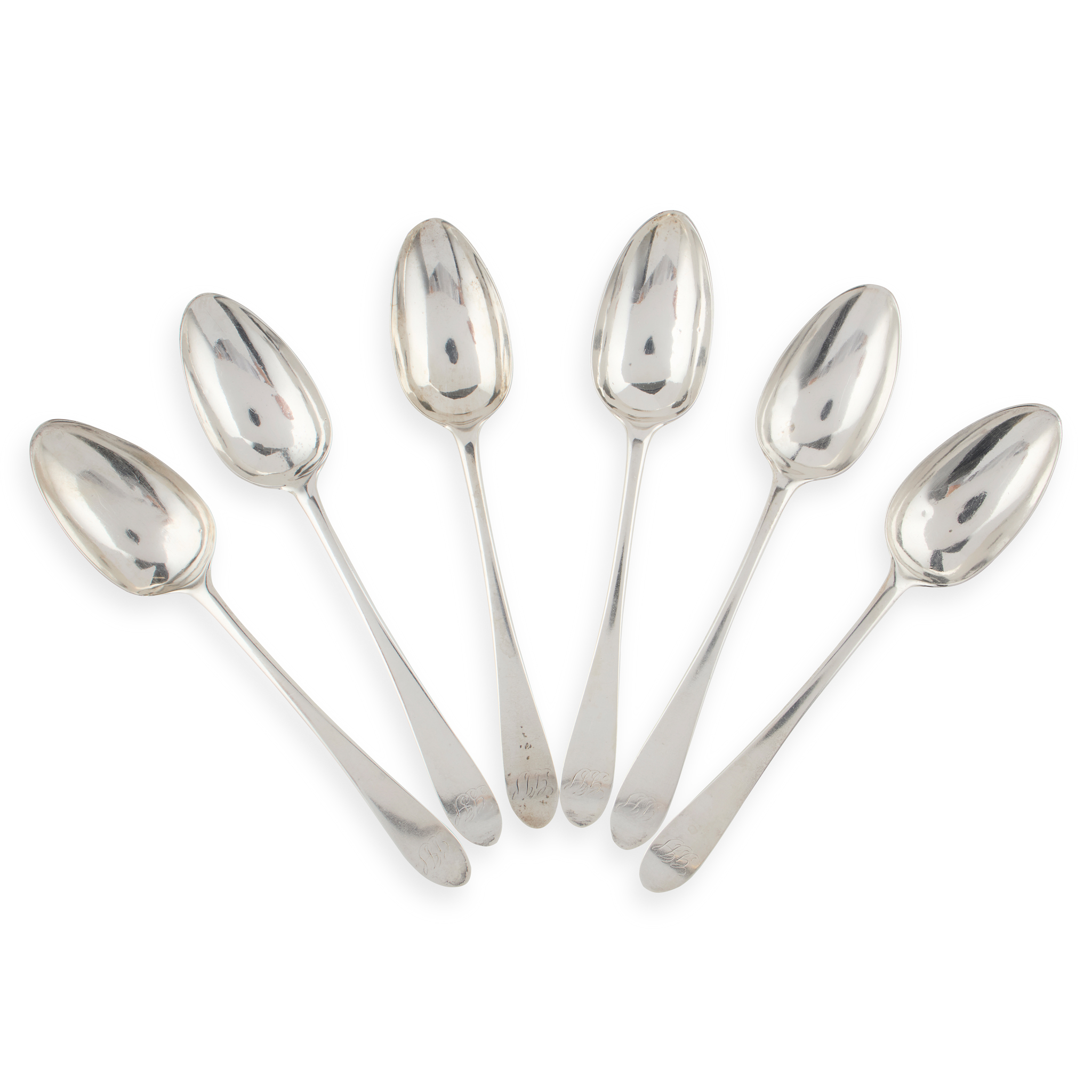 A SET OF SIX GEORGE III TABLESPOONS