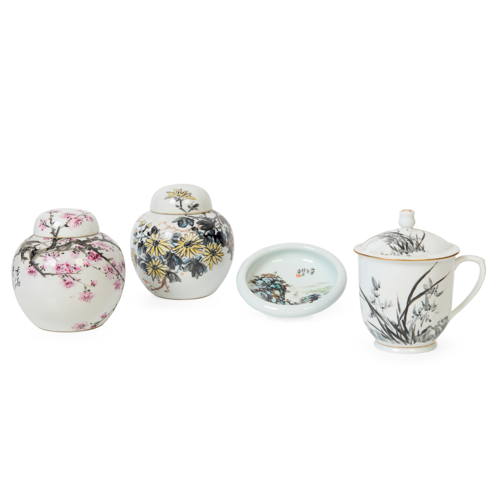 GROUP OF FOUR QIANJIANG ENEMALLED WARES
