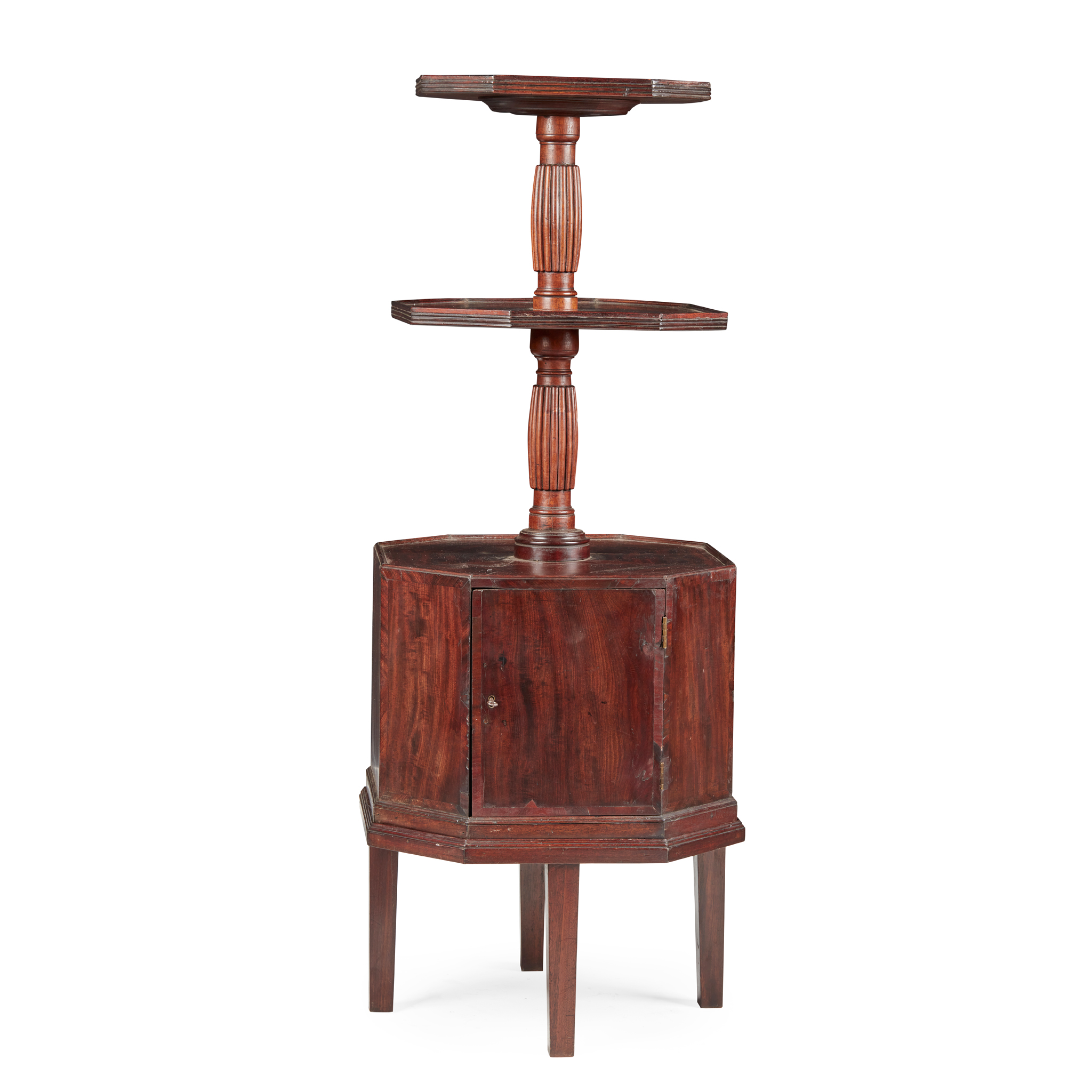 GEORGE III MAHOGANY OCTAGONAL DUMBWAITER