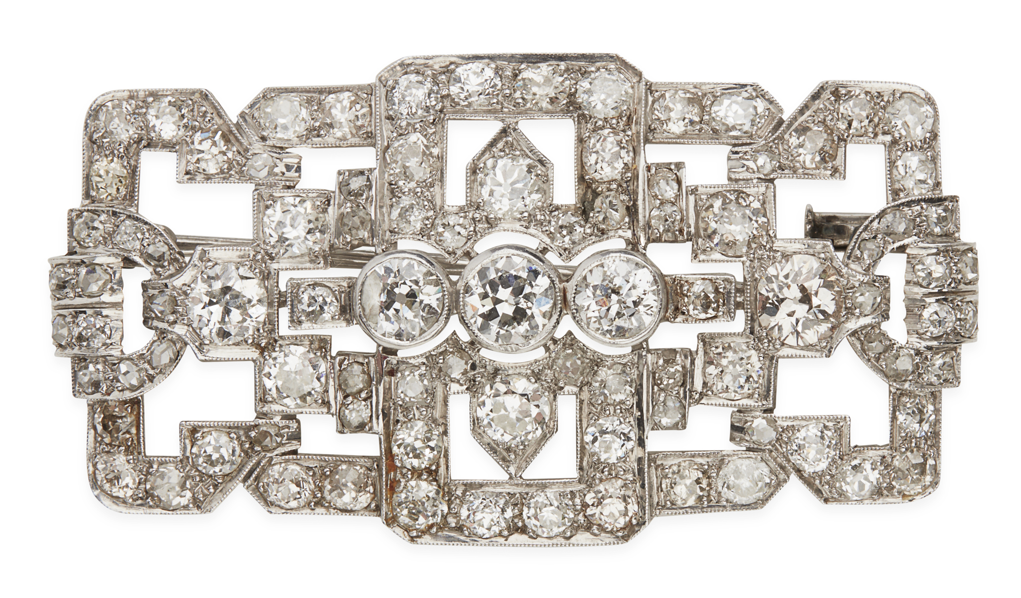 An Art Deco diamond set plaque brooch