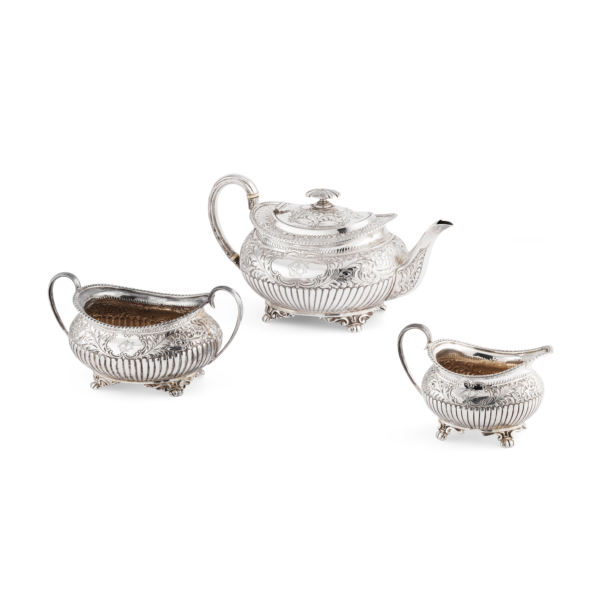 A late Victorian three-piece tea service