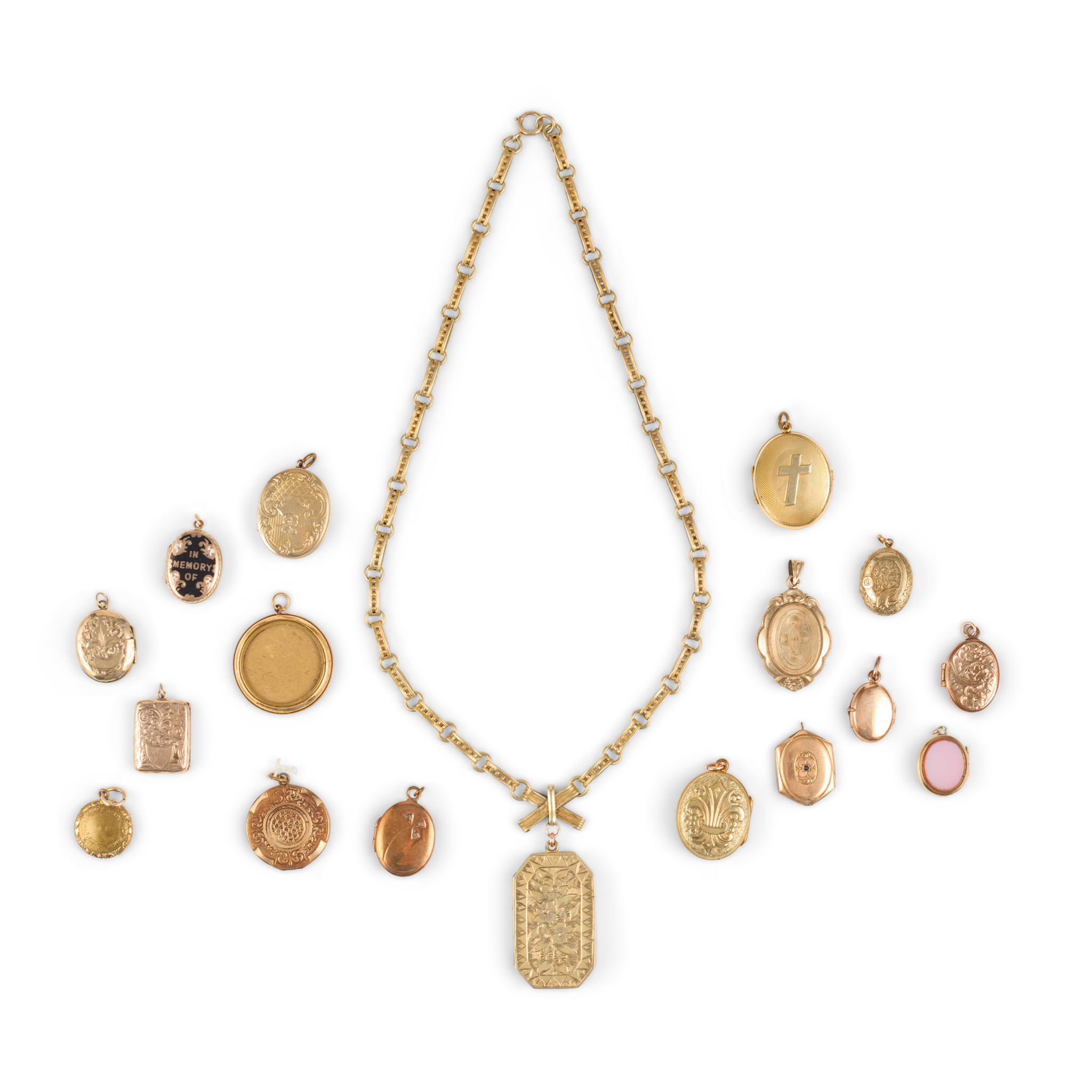A large collection of lockets