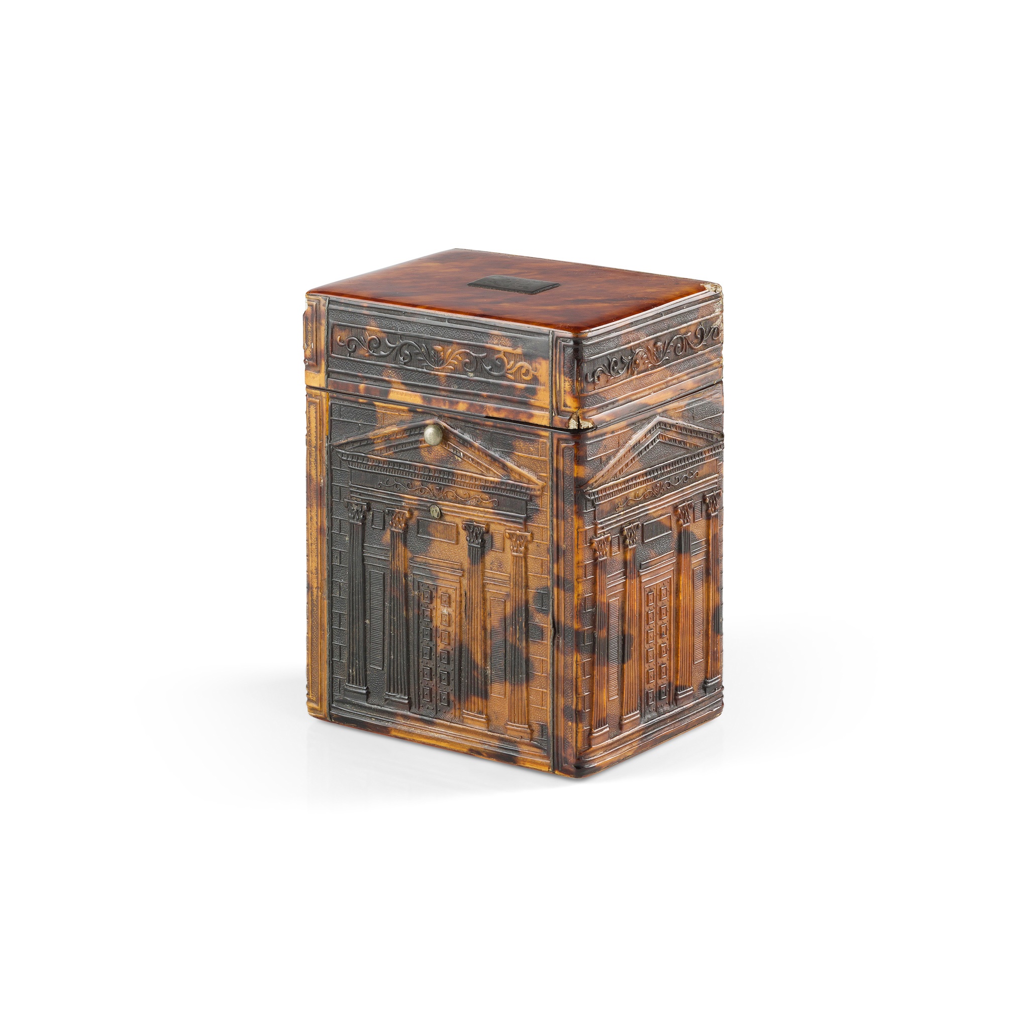 REGENCY PRESSED TORTOISESHELL TEA CADDY