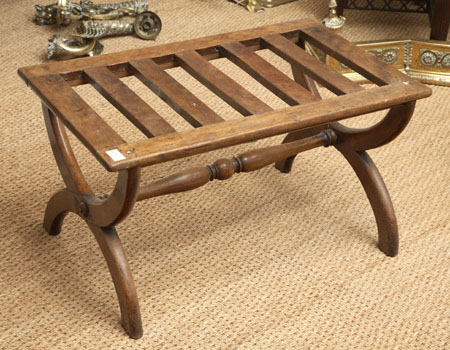 A 19th century walnut luggage rack