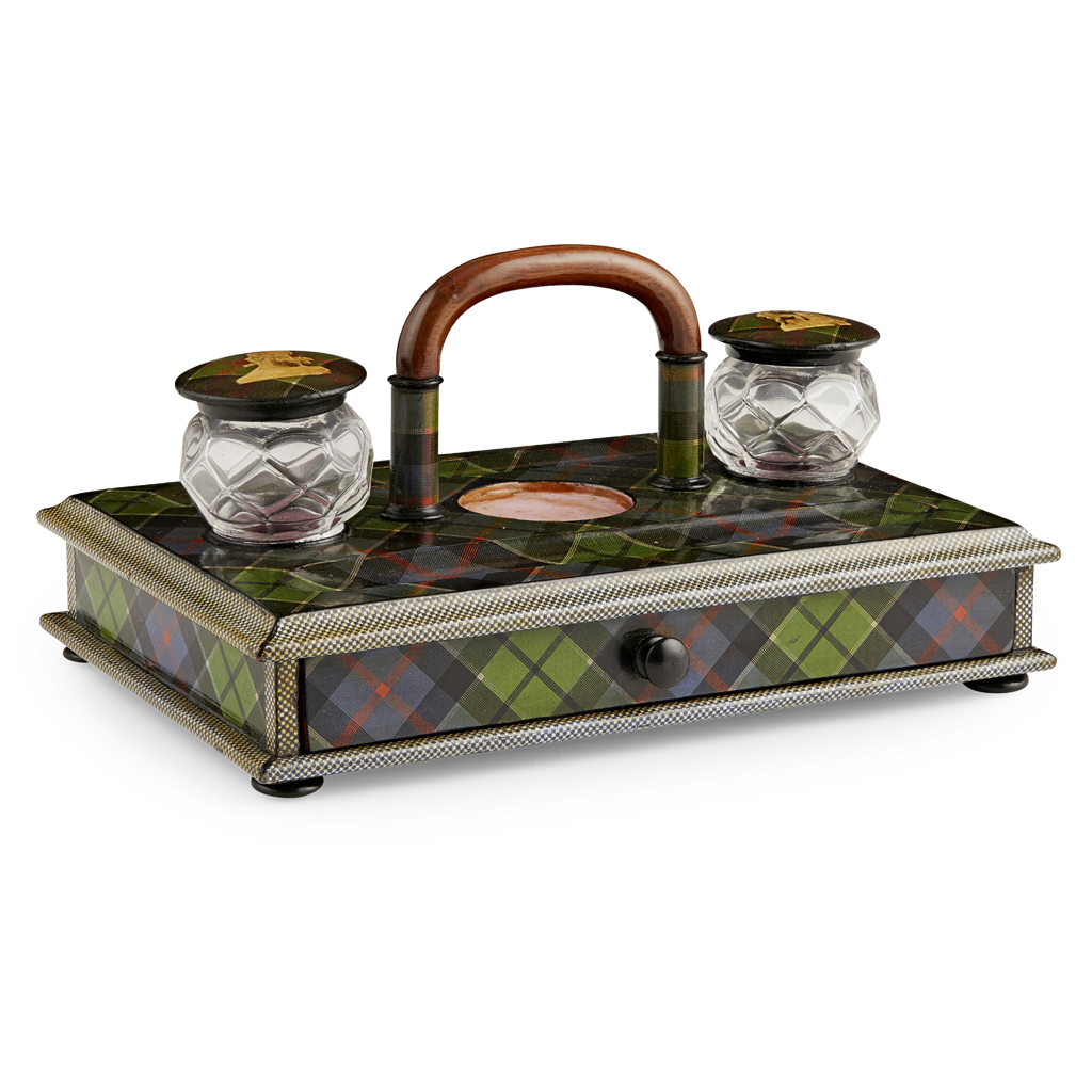 A MAUCHLINE 'TARTAN WARE' INKSTAND