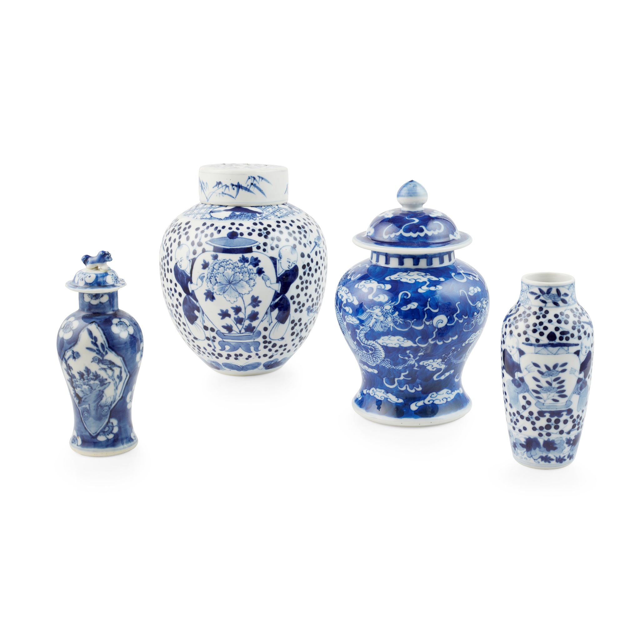 GROUP OF FOUR BLUE AND WHITE WARES
