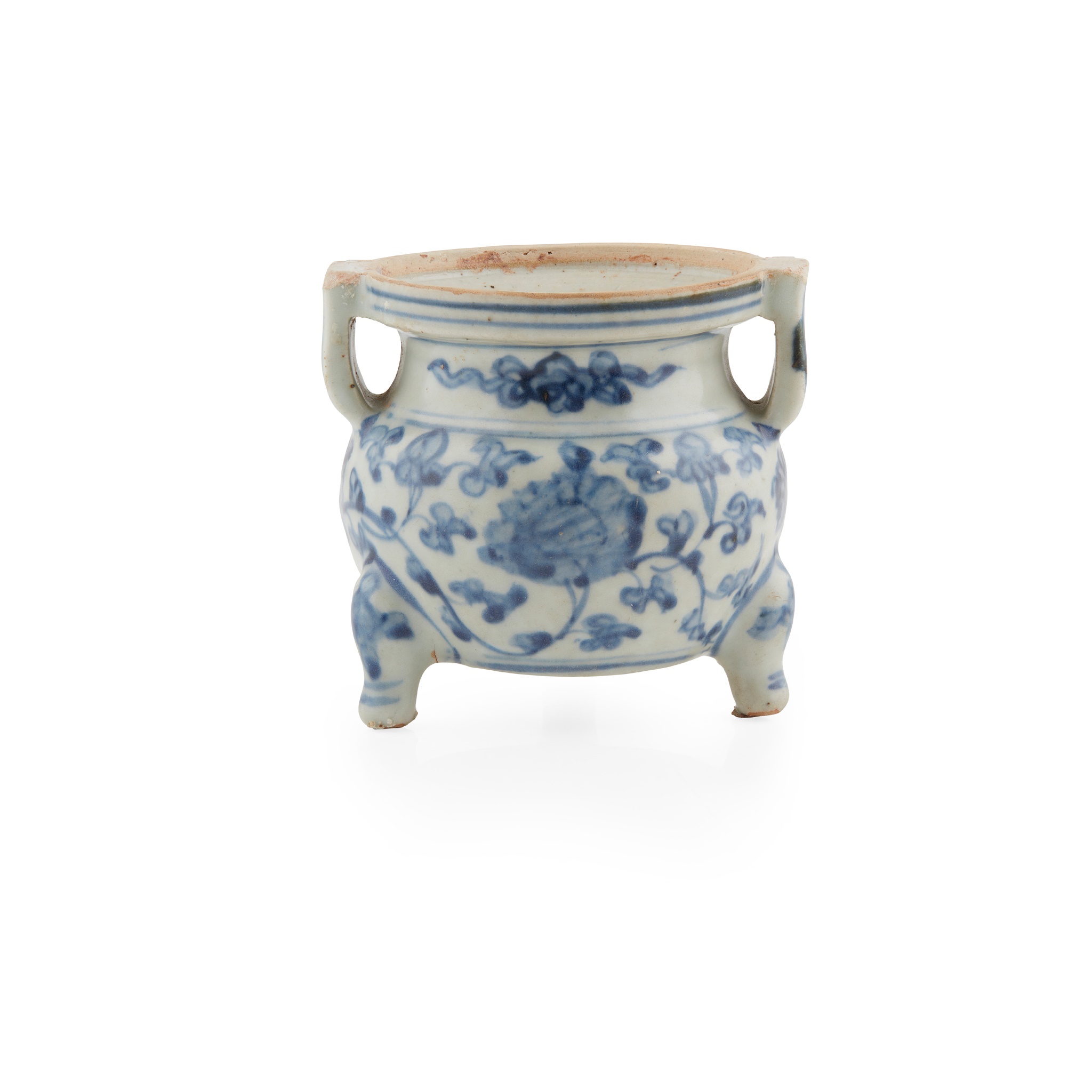 BLUE AND WHITE TRIPOD CENSER