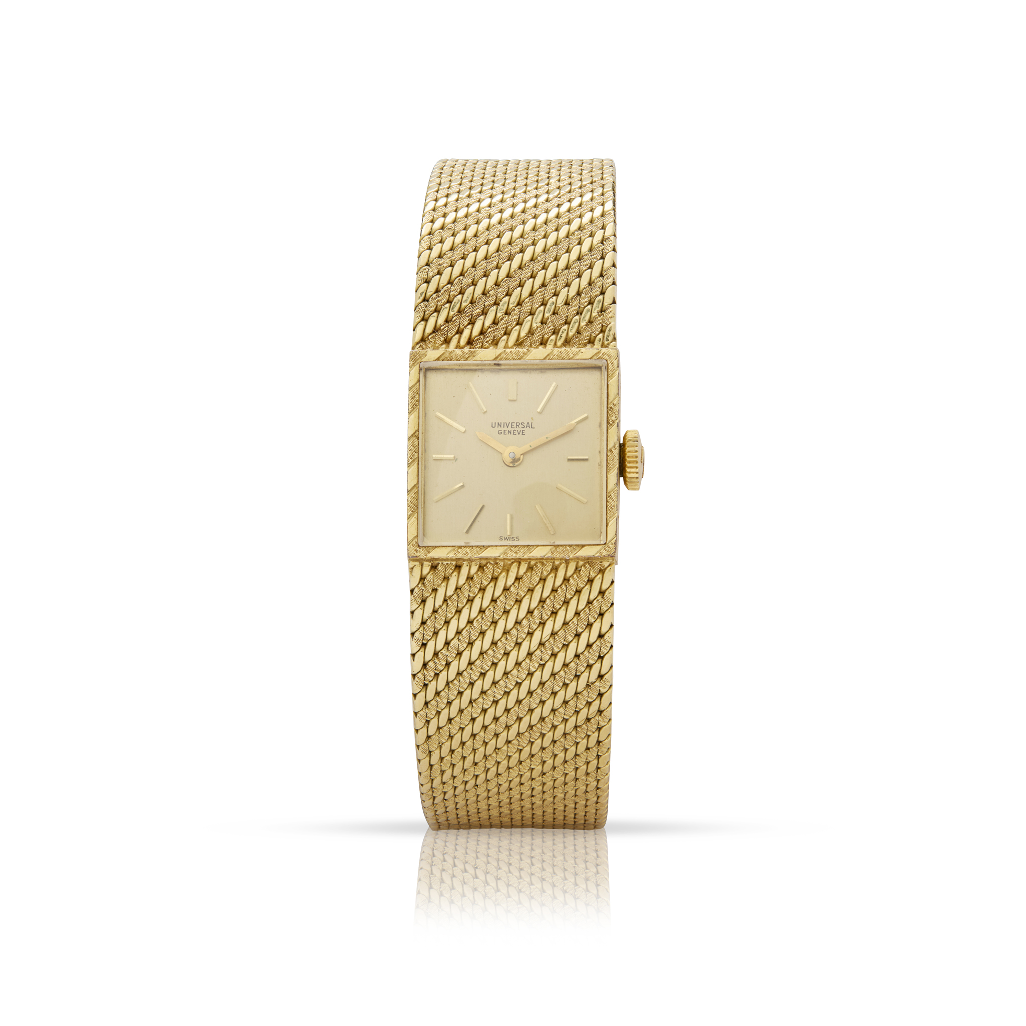 Universal Genève. A Ladies fine 18k yellow gold square mechanical bracelet watch