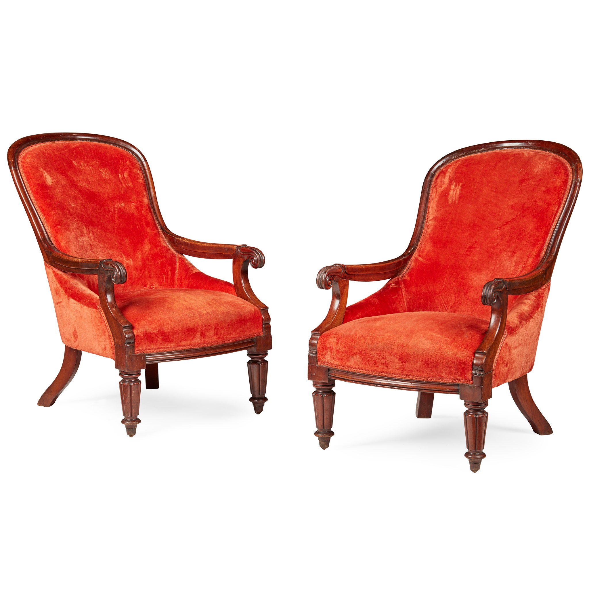 PAIR OF WILLIAM IV MAHOGANY LIBRARY ARMCHAIRS