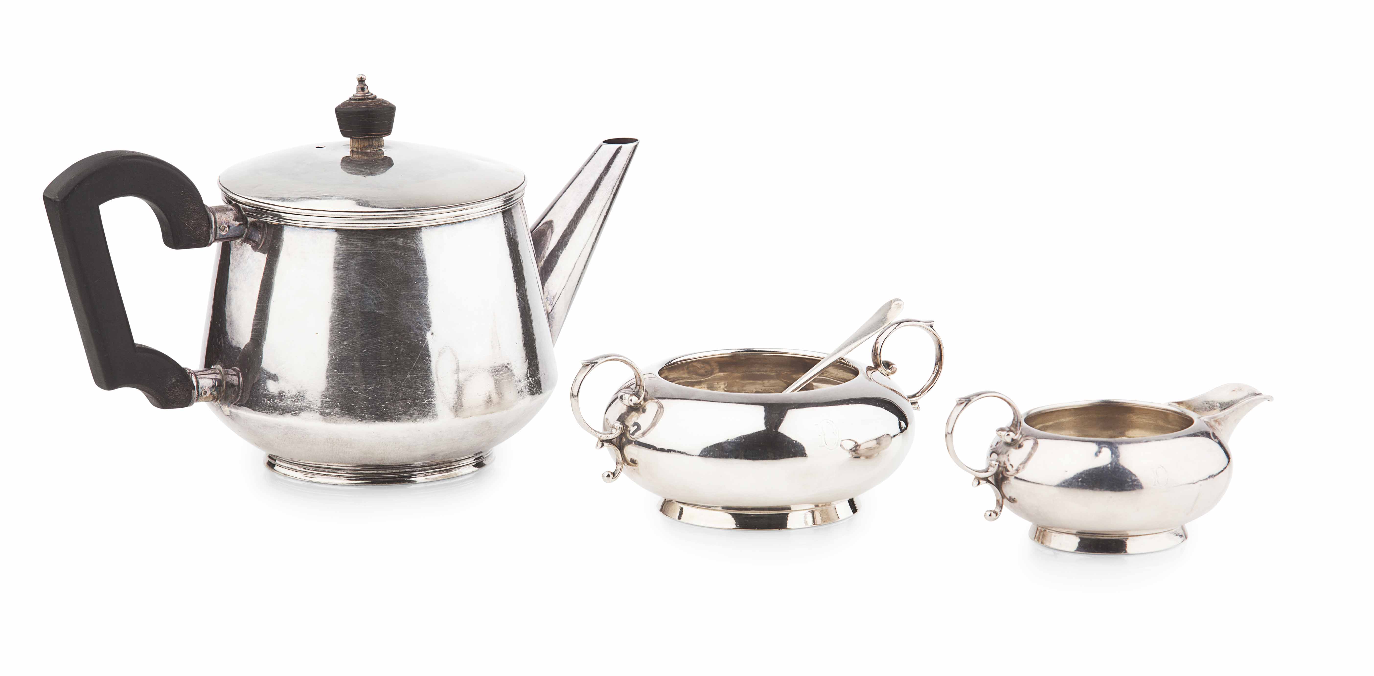 ASSEMBLED THREE PIECE SILVER TEA SERVICE