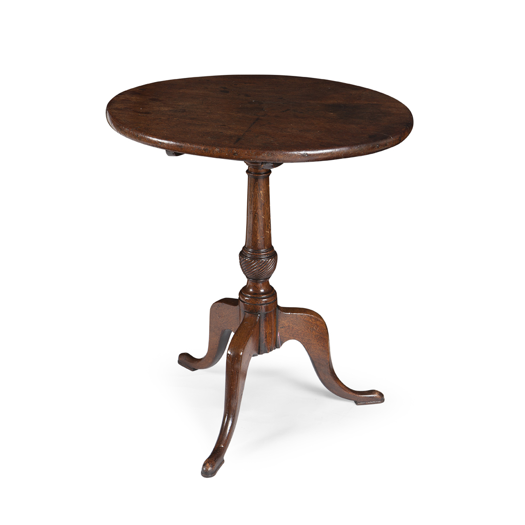 A GEORGE III MAHOGANY TILT TOP TRIPOD TABLE