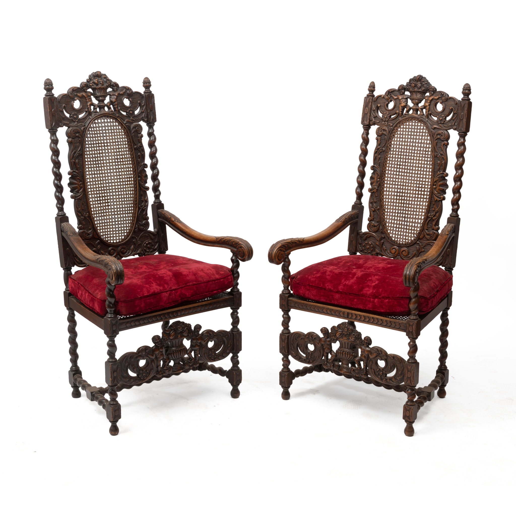 A SET OF EIGHT CONTINENTAL WALNUT CHAIRS