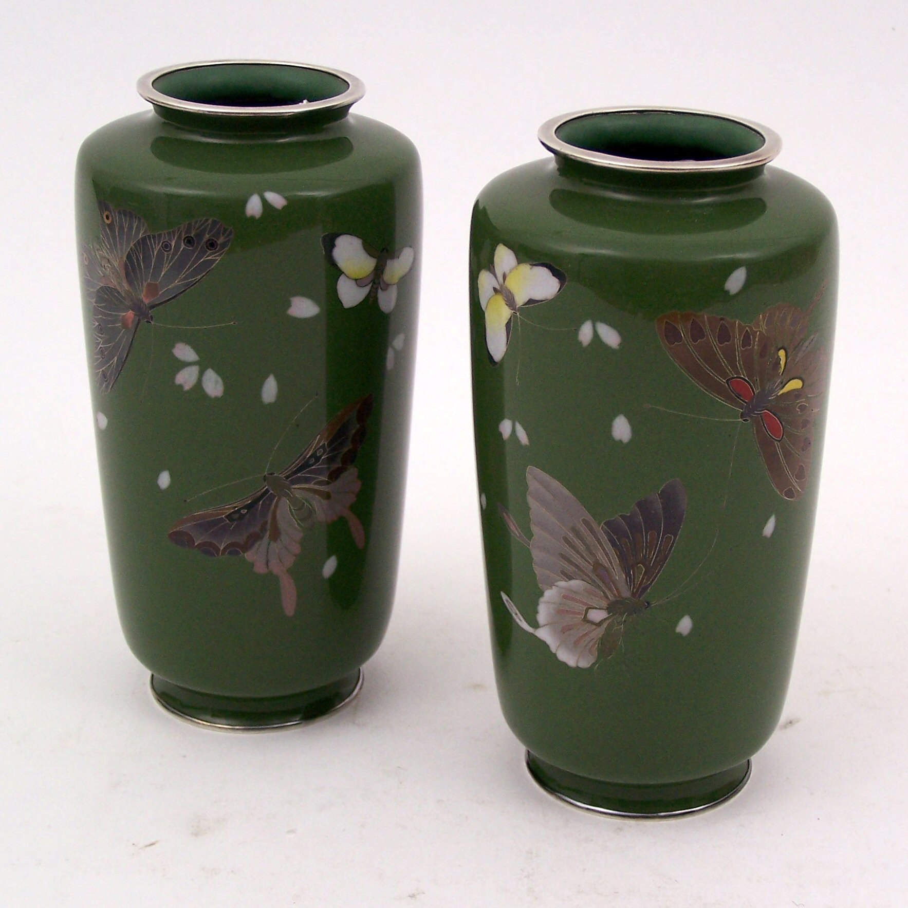 A pair of Japanese cloisonne vases,