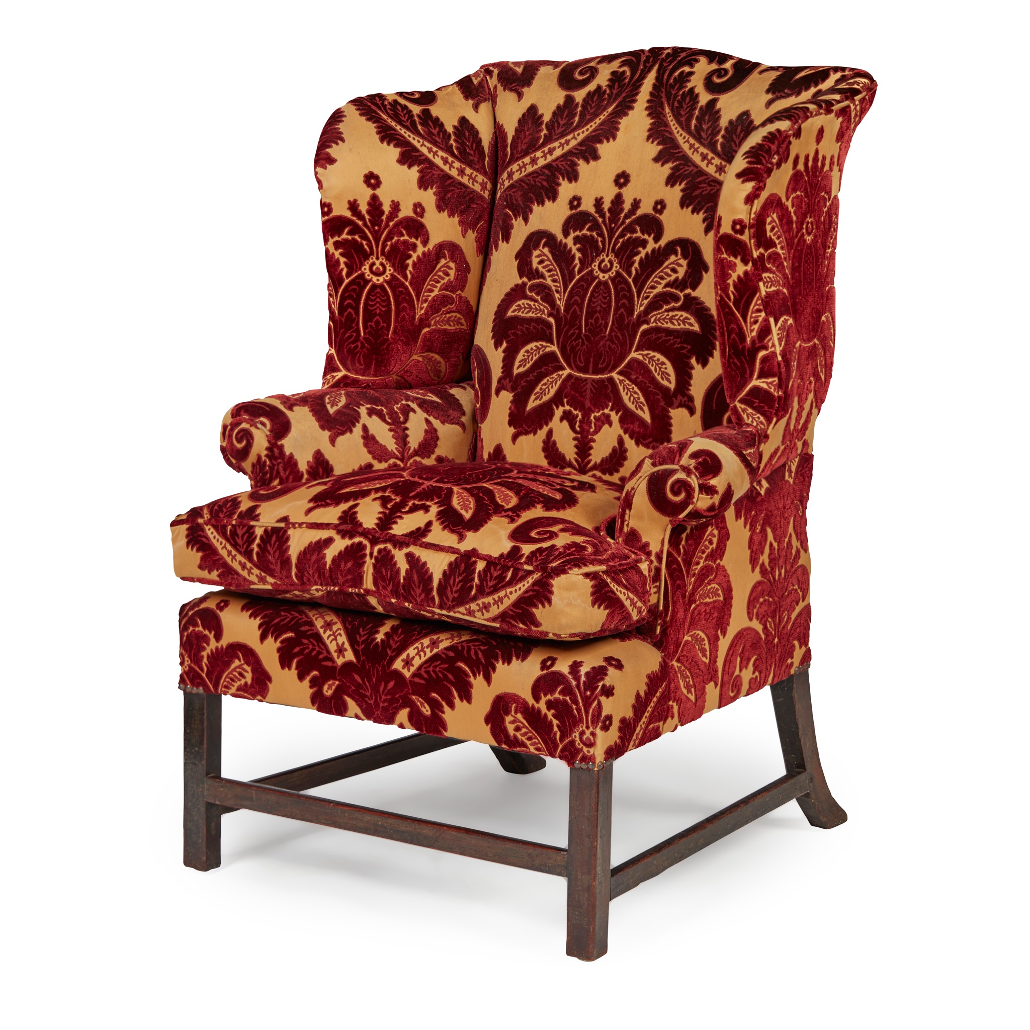 GEORGE III MAHOGANY WING ARMCHAIR
