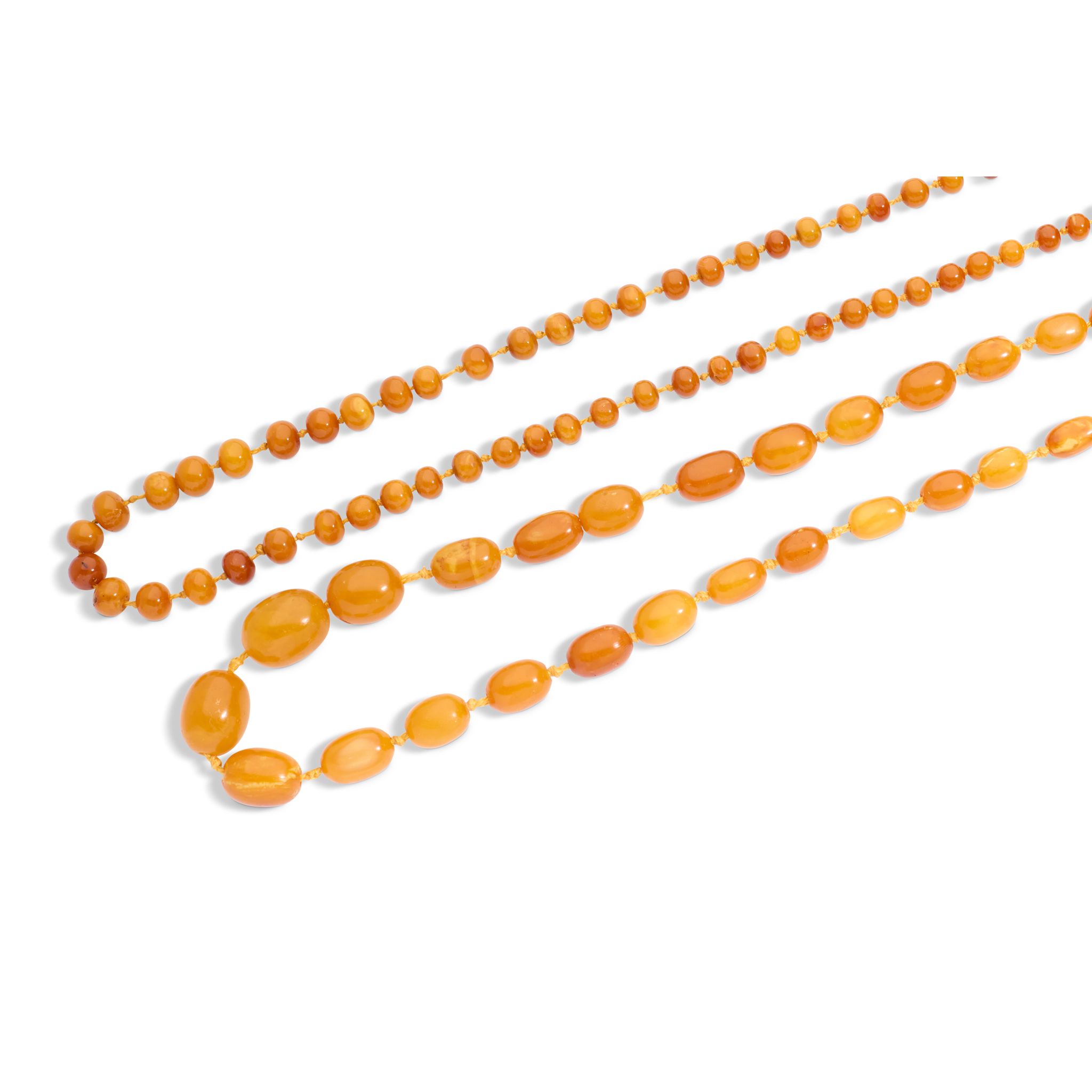 Two amber bead necklaces