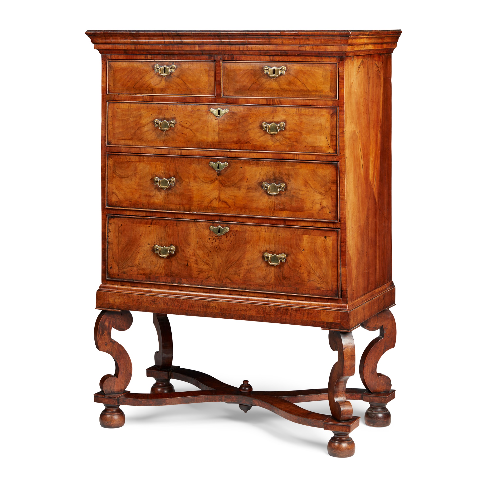 QUEEN ANNE WALNUT CHEST-ON-STAND