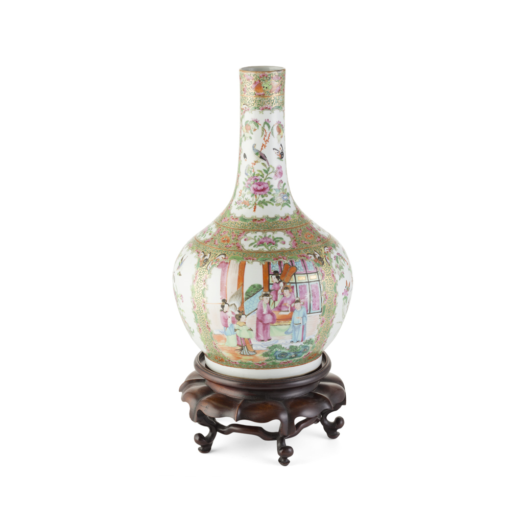 CANTON FAMILLE ROSE BOTTLE VASE