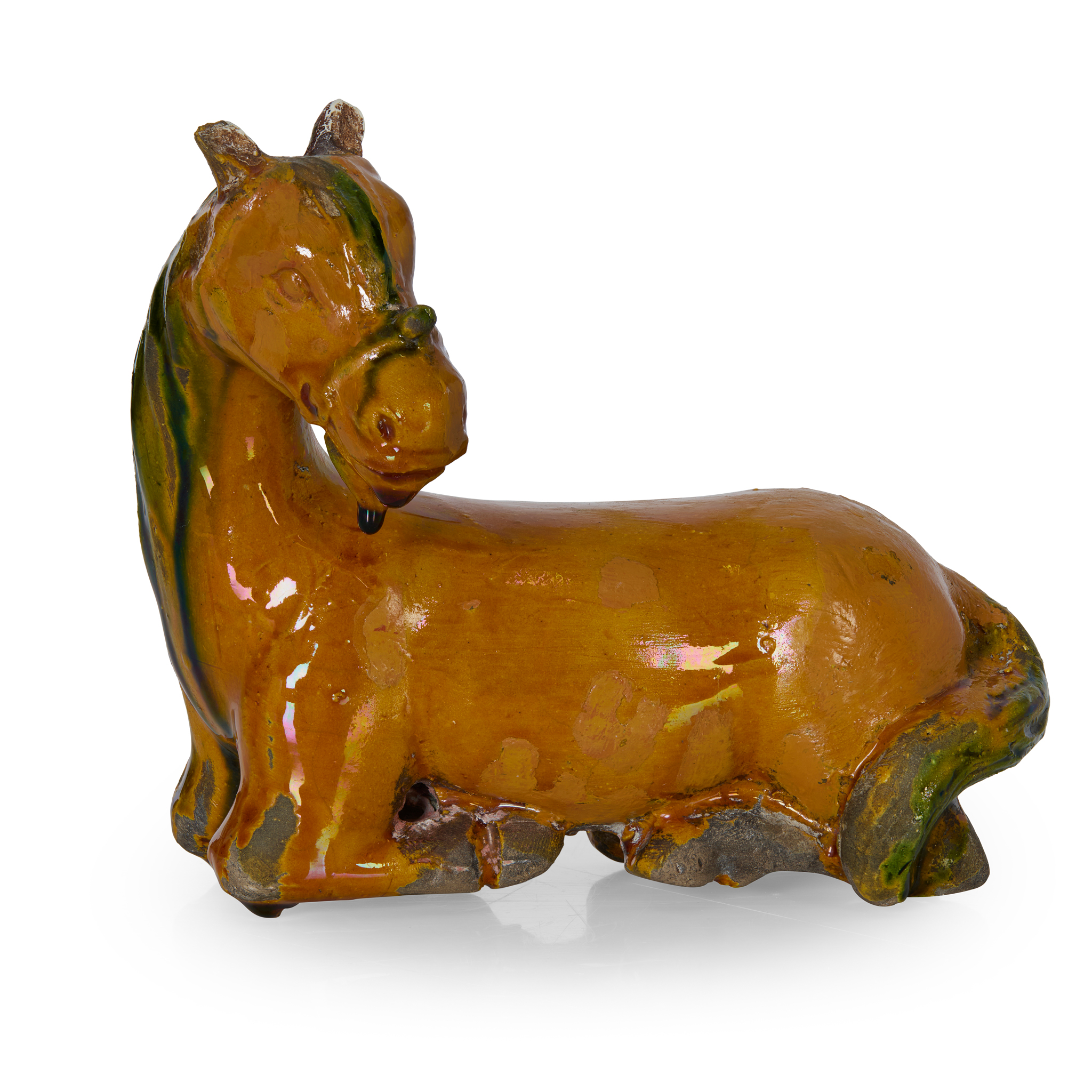 CHINESE YELLOW AND GREEN-GLAZED FIGURE OF A HORSE
