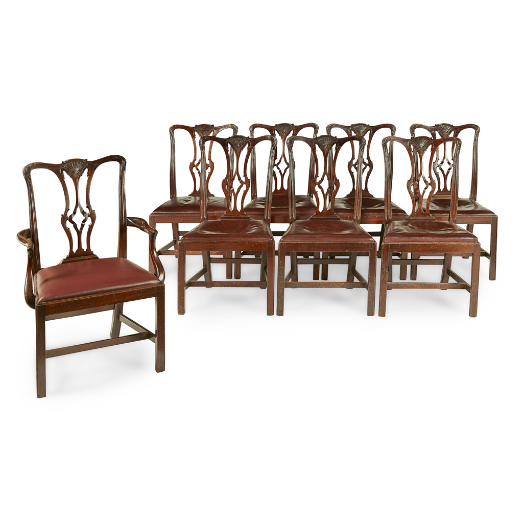 SET OF EIGHT GEORGIAN STYLE MAHOGANY DINING CHAIRS