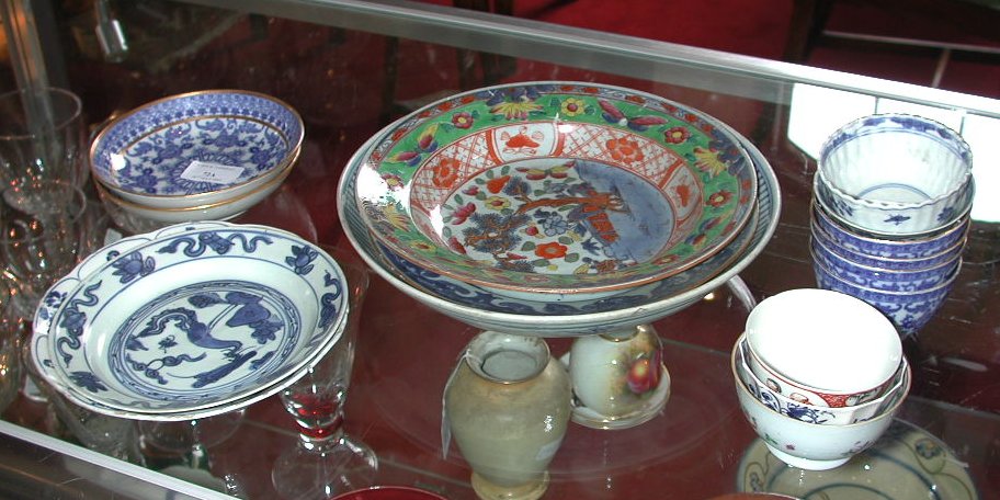A Chinese provincial blue painted circular bowl