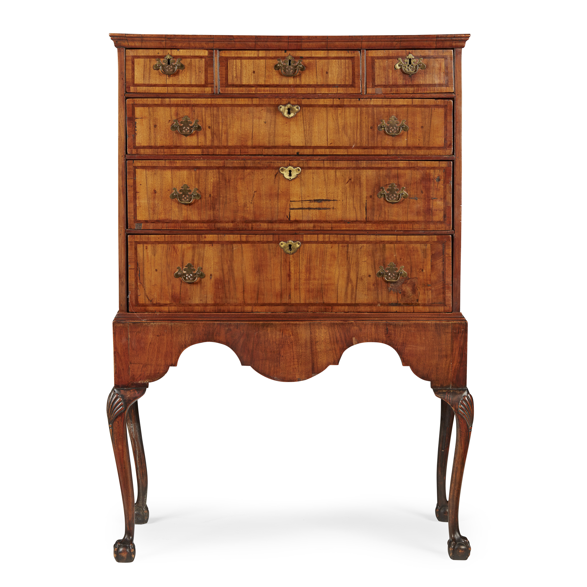QUEEN ANNE WALNUT CHEST-ON-STAND
