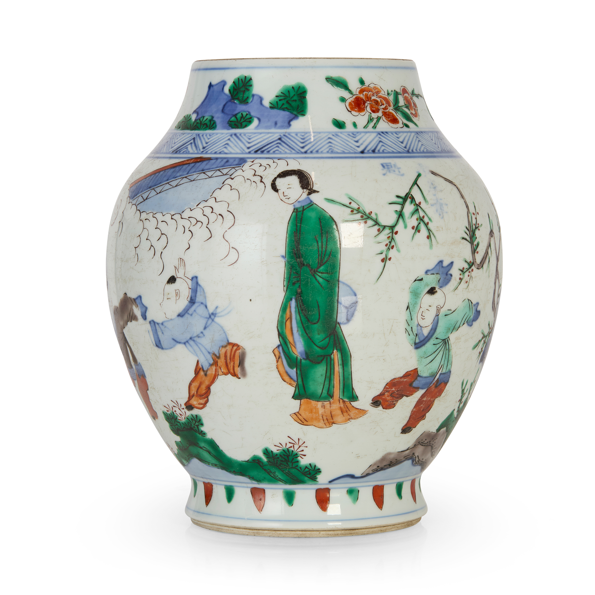 CHINESE WUCAI 'MOTHER AND BOYS' JAR