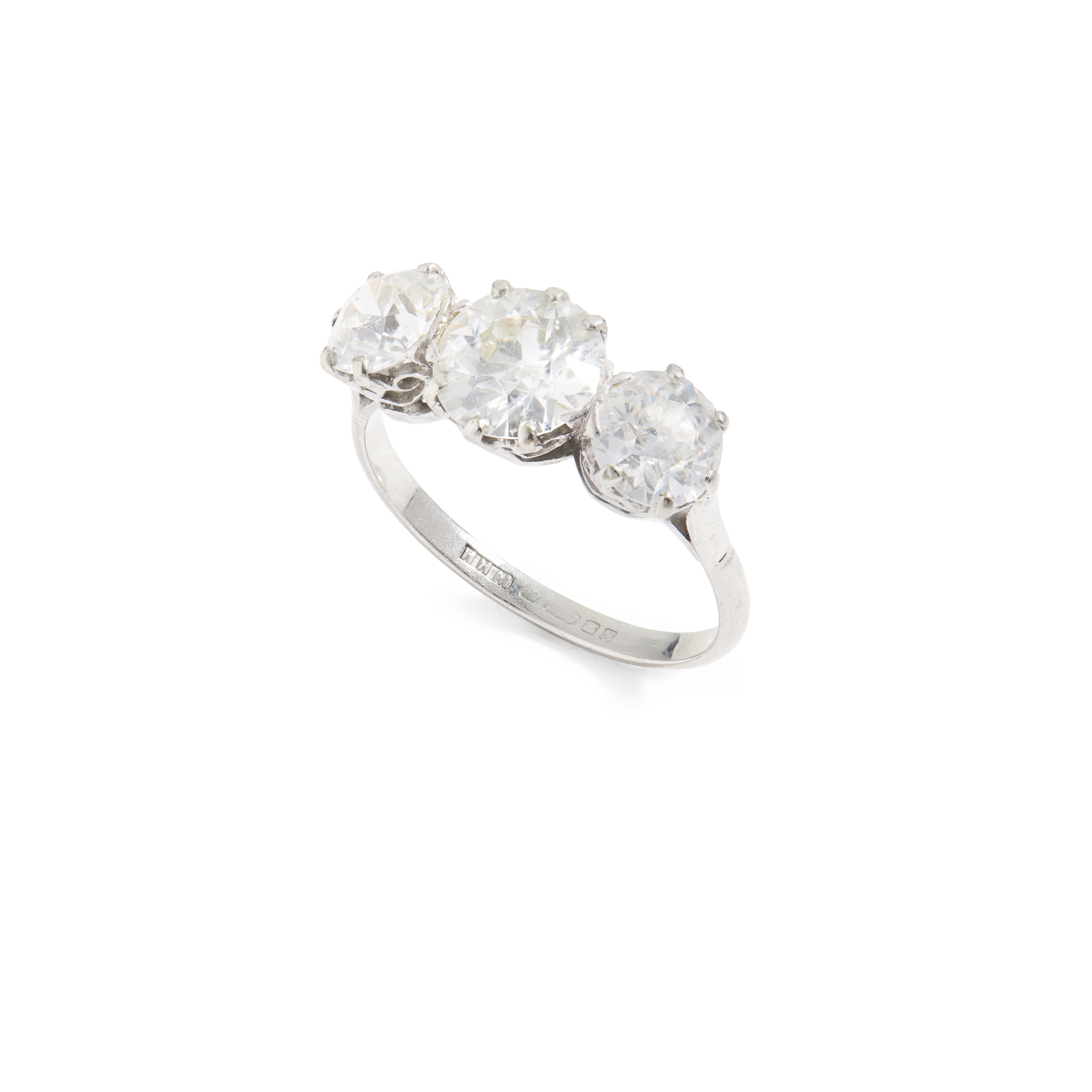 An 18ct gold diamond three-stone ring