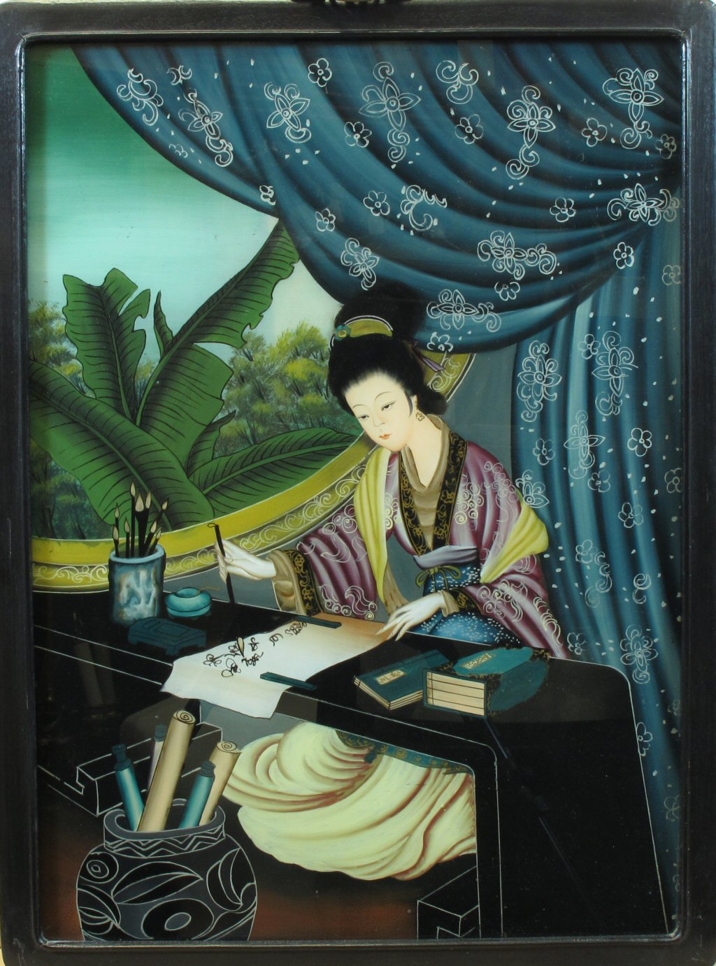 TWO CHINESE REVERSE GLASS PAINTINGS