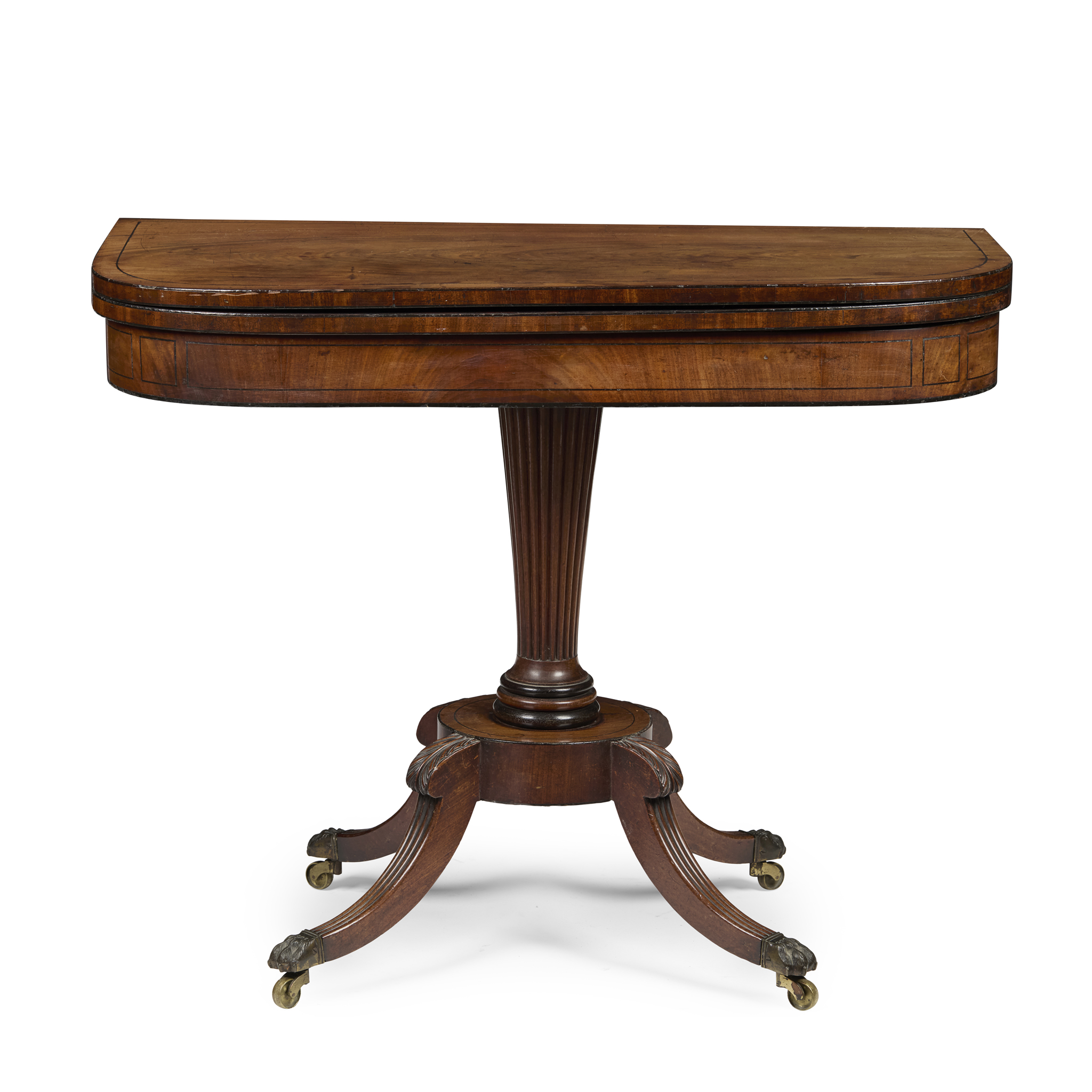 REGENCY MAHOGANY AND EBONY TEA TABLE