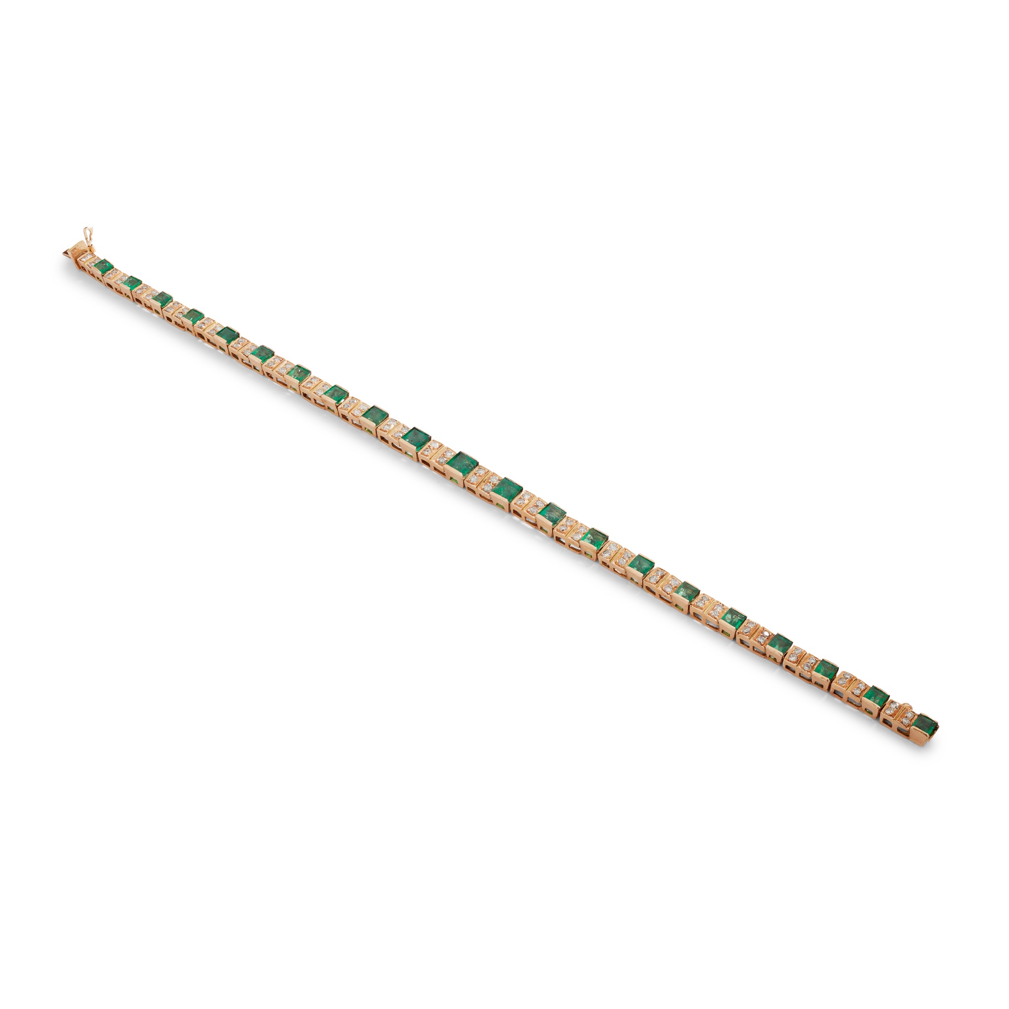 An emerald and diamond bracelet