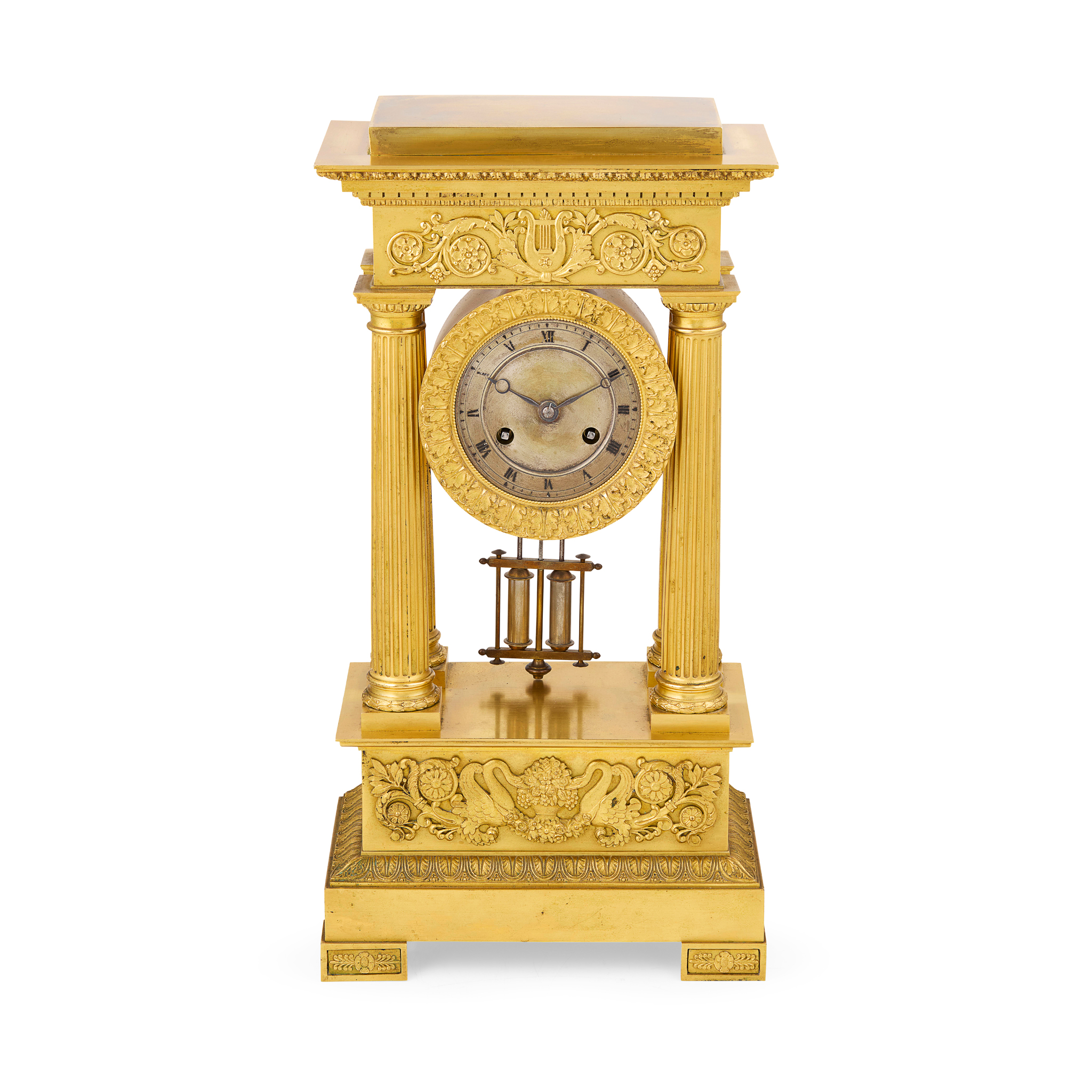 CHARLES X GILT BRONZE PORTICO CLOCK