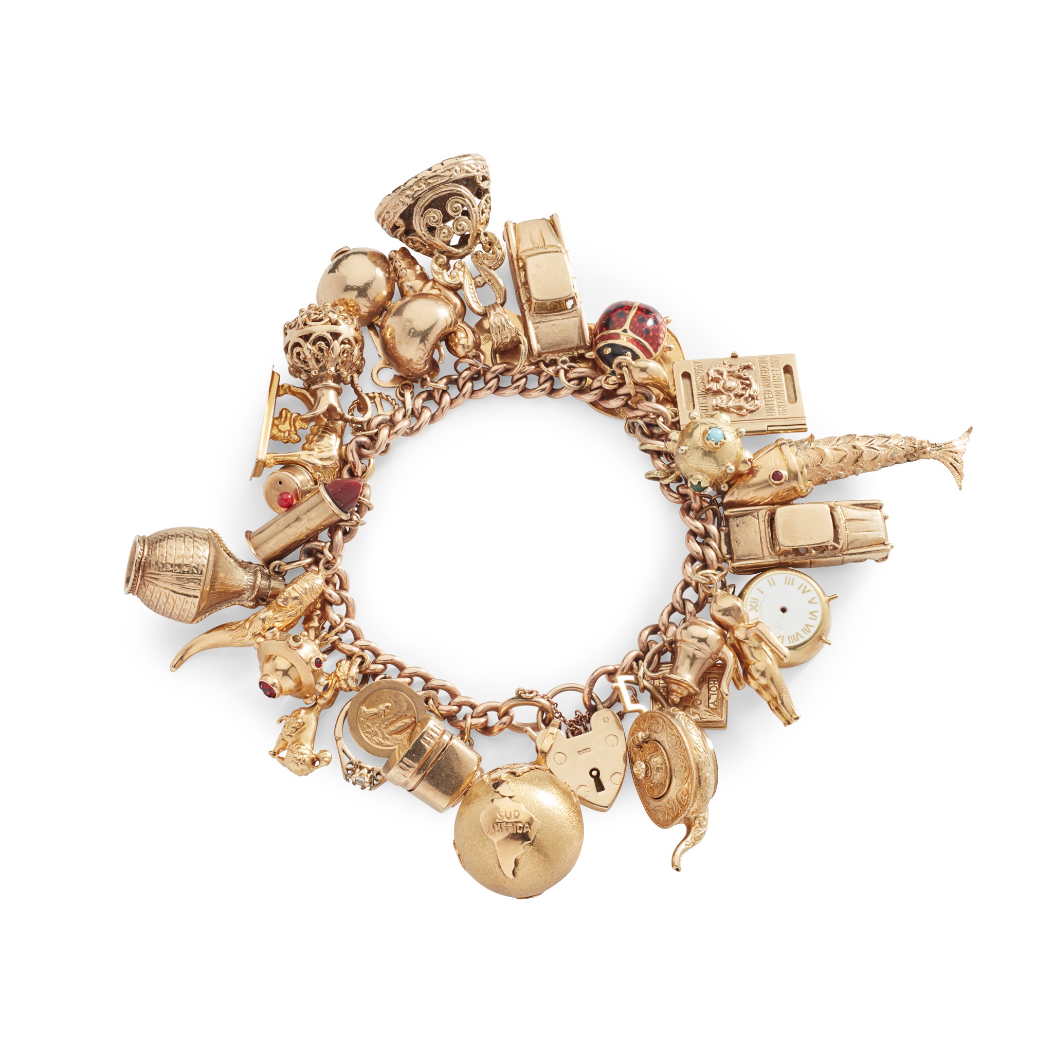 A 9ct gold charm bracelet