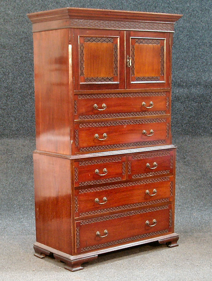 A Georgian style mahogany chest on chest