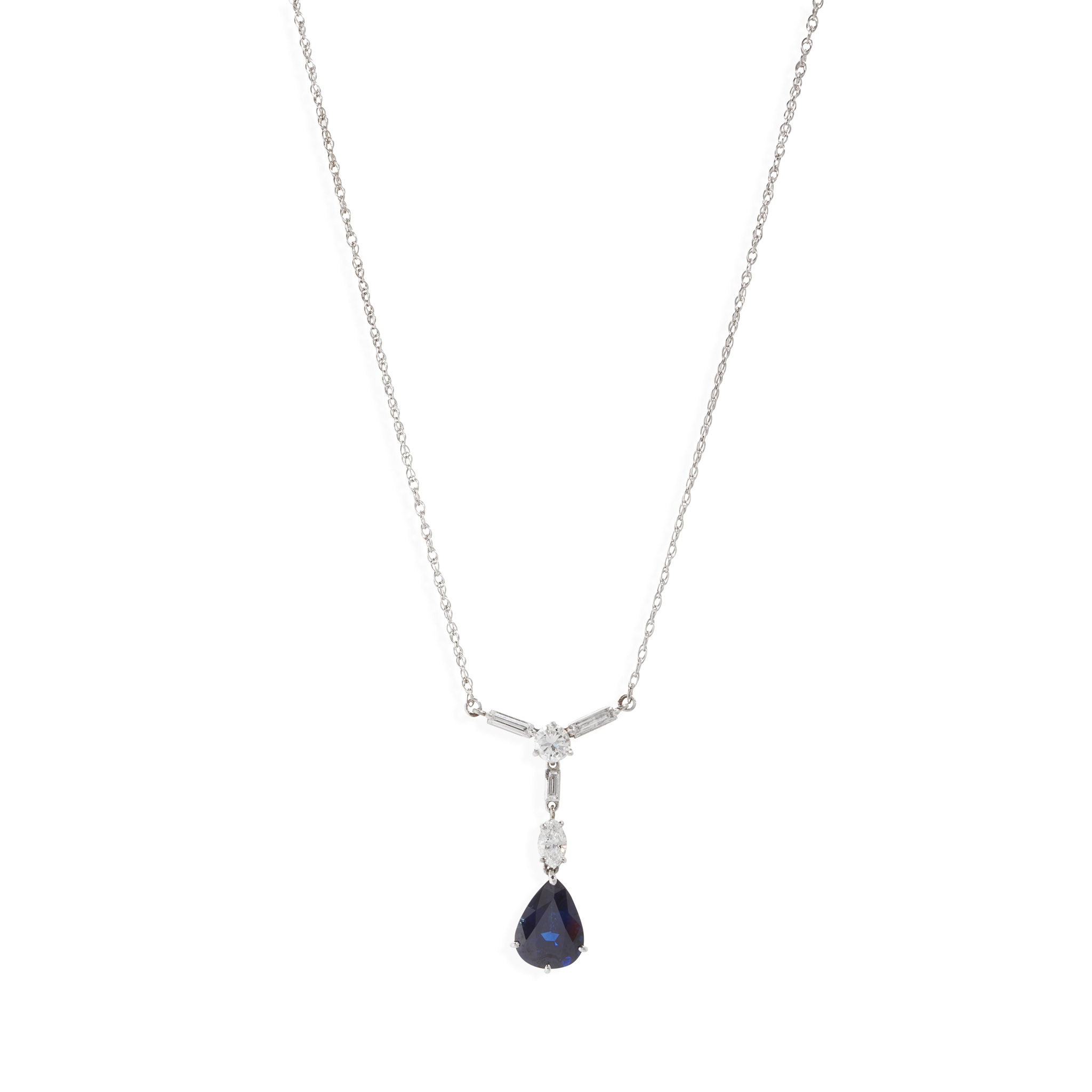 A sapphire and diamond pendant necklace