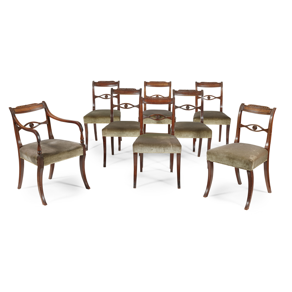 SET OF EIGHT REGENCY MAHOGANY DINING CHAIRS