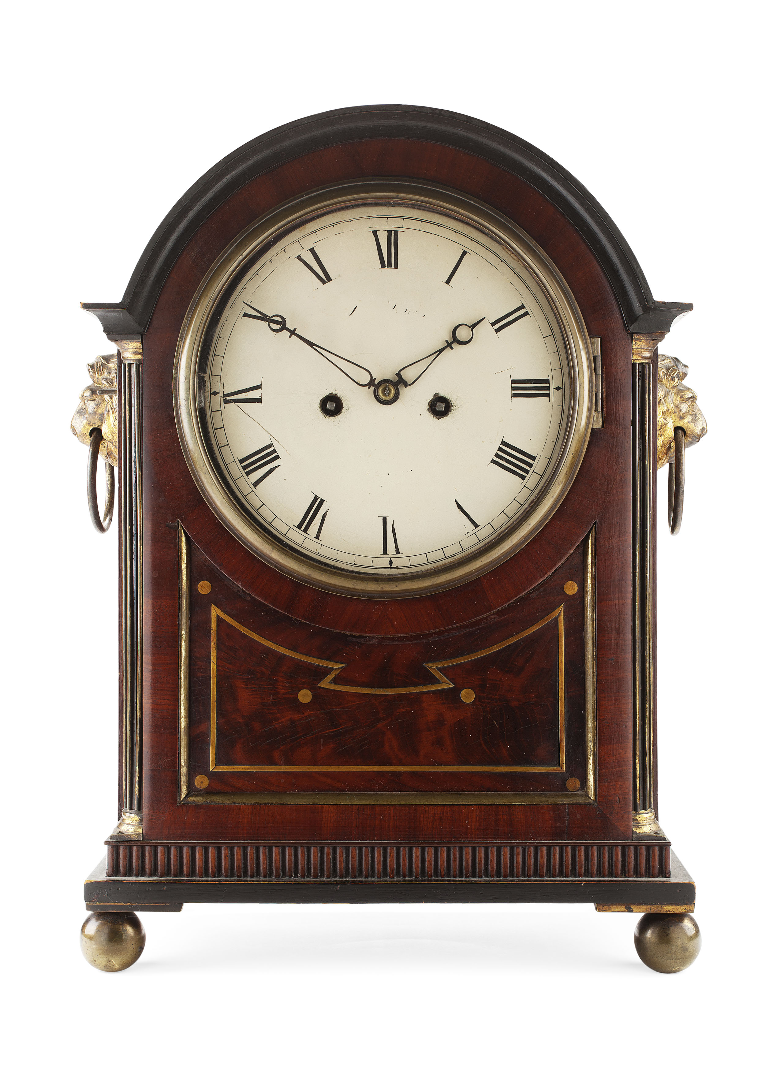 REGENCY MAHOGANY, EBONISED AND BRASS MOUNTED BRACKET CLOCK BY PETER KEIR, FALKIRK