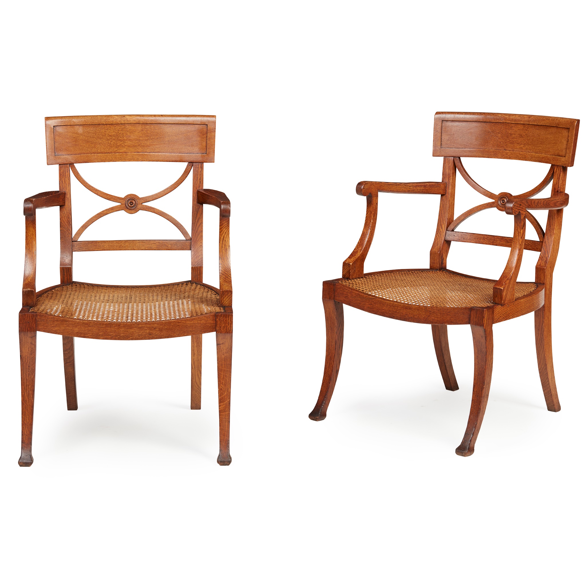 PAIR OF REGENCY OAK ARMCHAIRS, IN THE MANNER OF THOMAS HOPE