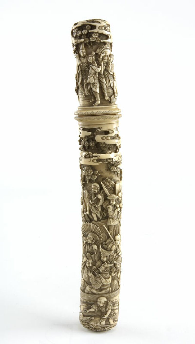 A Japanese tanto with carved ivory handle and sheath Meiji period