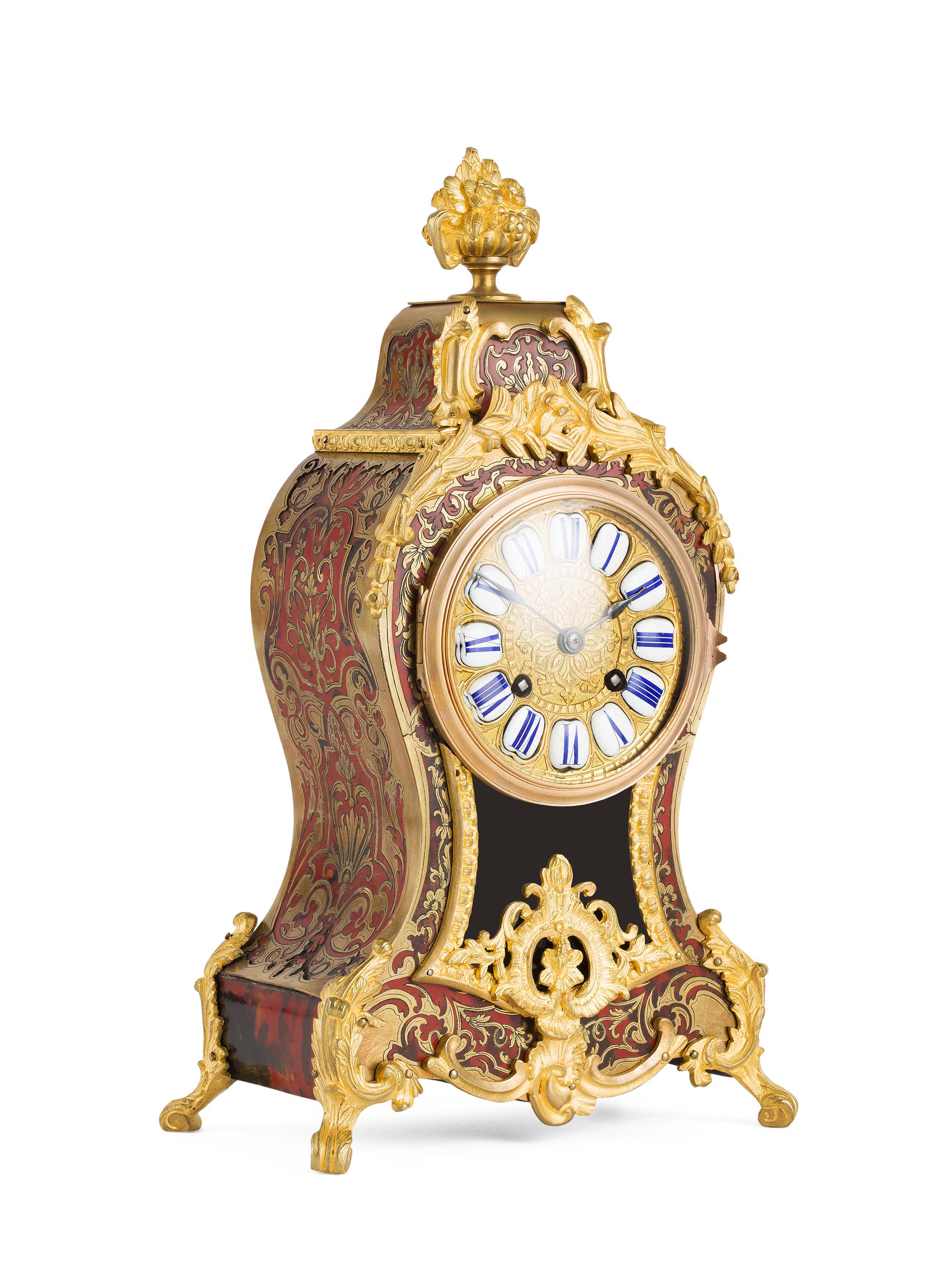 LOUIS XV STYLE BOULLE MARQUETRY MANTEL CLOCK