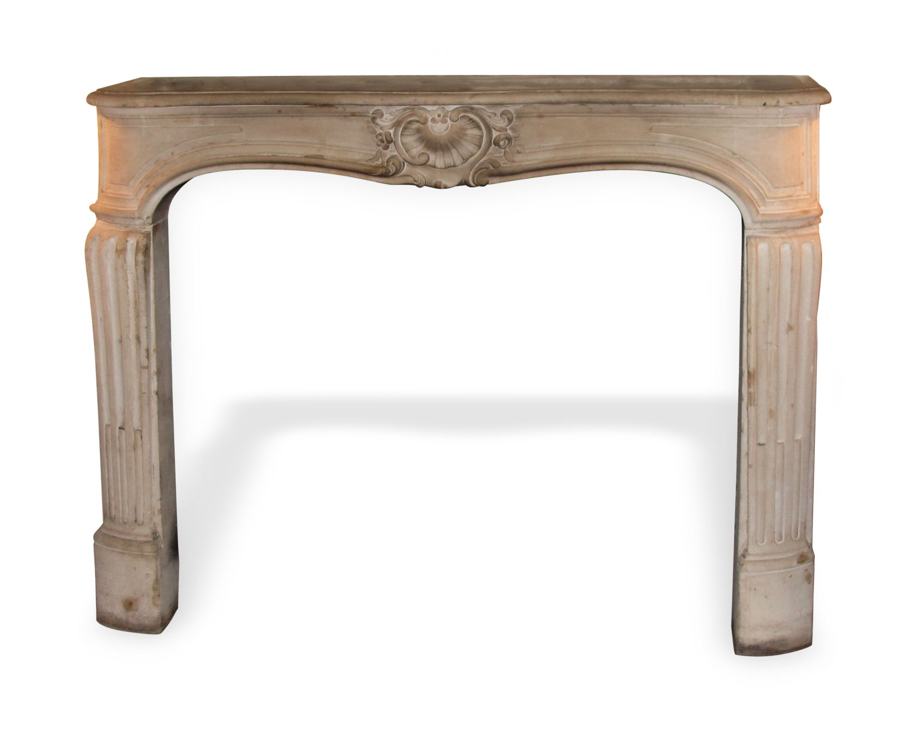 FRENCH CARVED LIMESTONE FIRE SURROUND